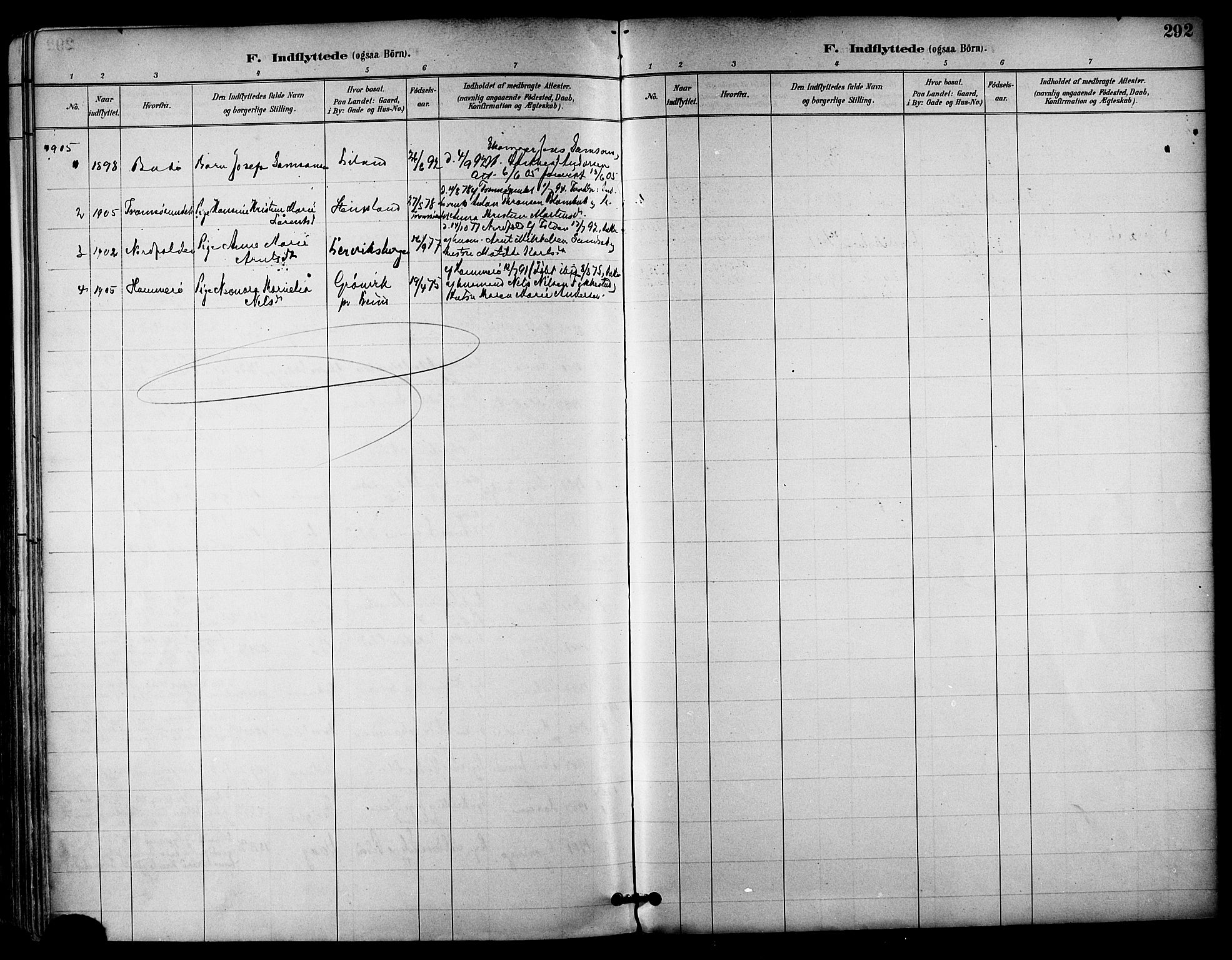 Ministerialprotokoller, klokkerbøker og fødselsregistre - Nordland, AV/SAT-A-1459/855/L0803: Parish register (official) no. 855A11, 1887-1905, p. 292