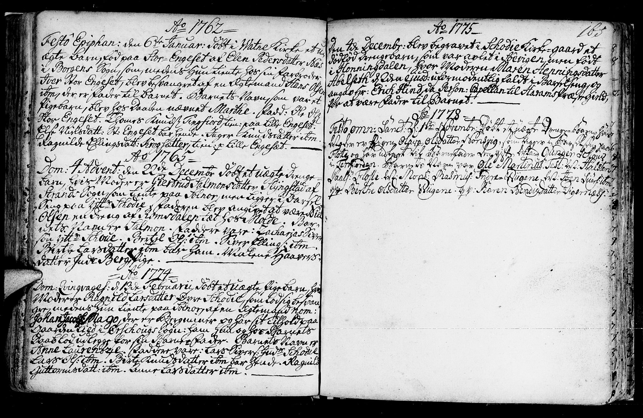 Ministerialprotokoller, klokkerbøker og fødselsregistre - Møre og Romsdal, SAT/A-1454/524/L0349: Parish register (official) no. 524A01, 1698-1779, p. 165