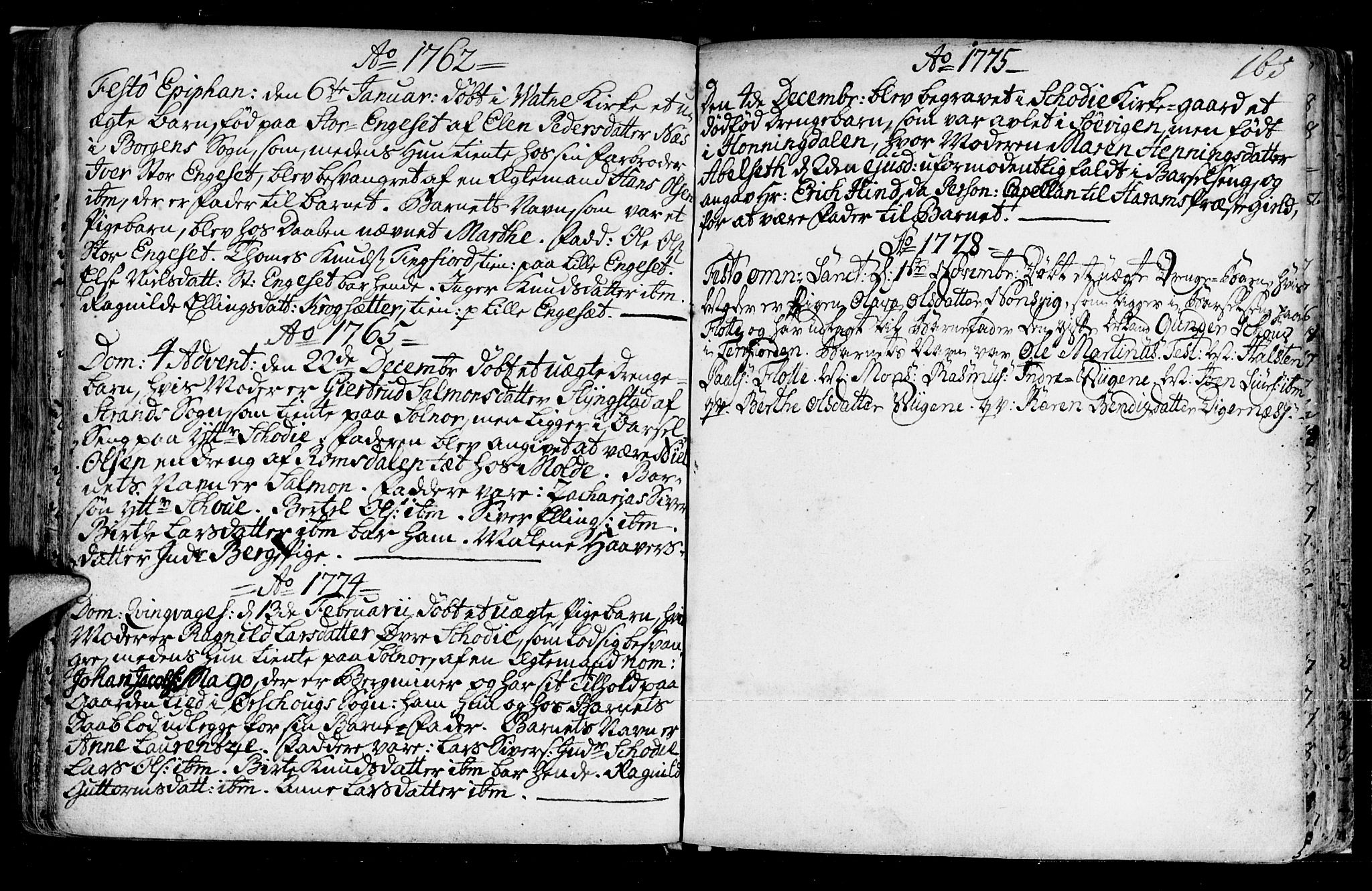 Ministerialprotokoller, klokkerbøker og fødselsregistre - Møre og Romsdal, AV/SAT-A-1454/524/L0349: Parish register (official) no. 524A01, 1698-1779, p. 165