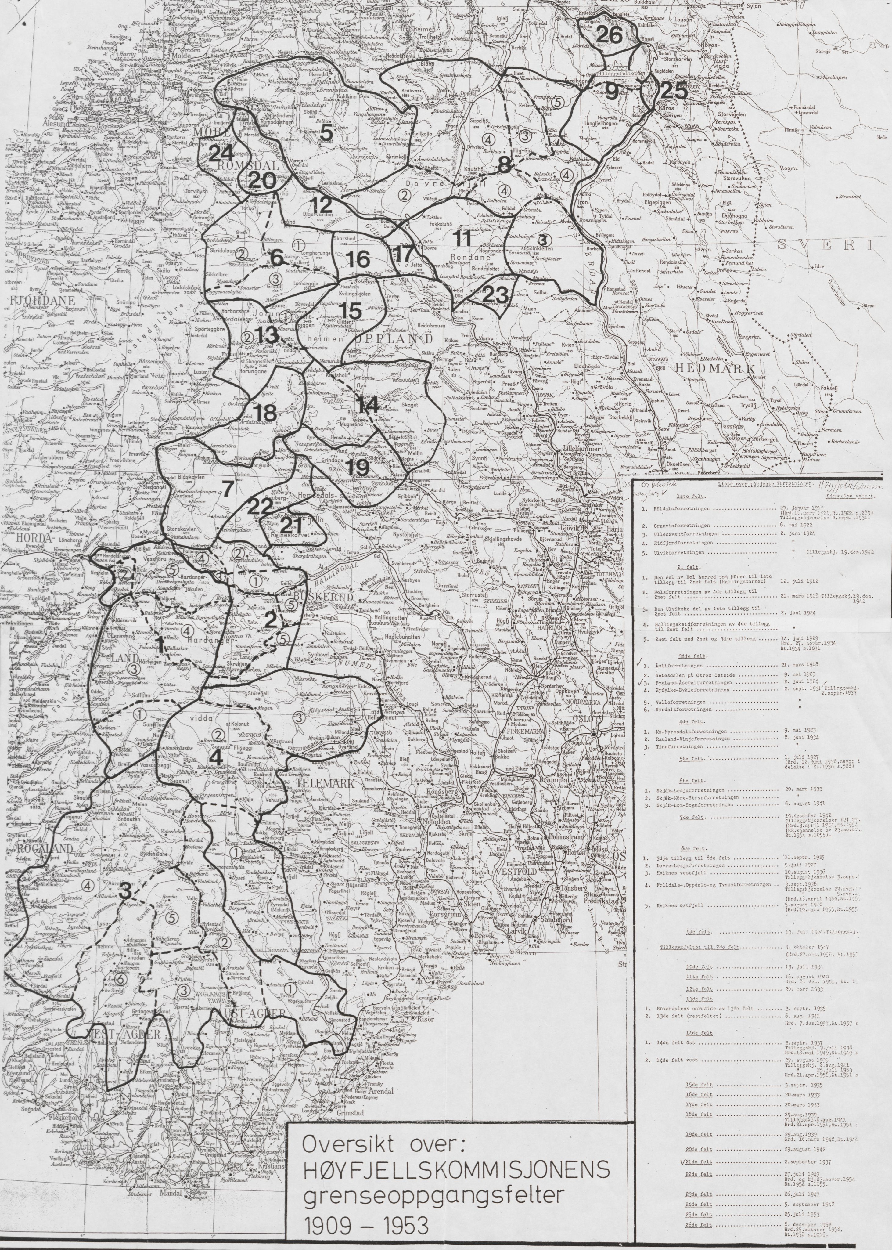 Høyfjellskommisjonen, RA/S-1546/X/Xa/L0001: Nr. 1-33, 1909-1953, p. 1