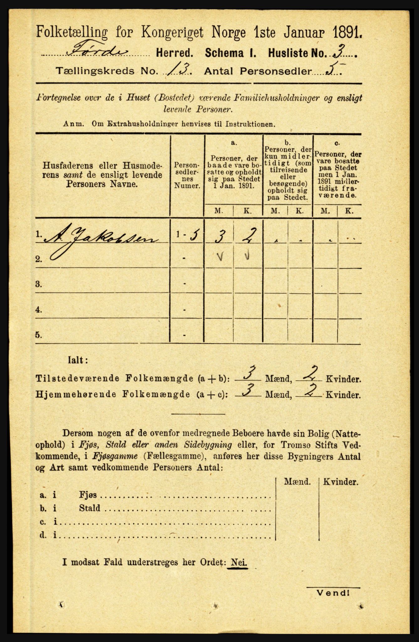 RA, 1891 census for 1432 Førde, 1891, p. 4497