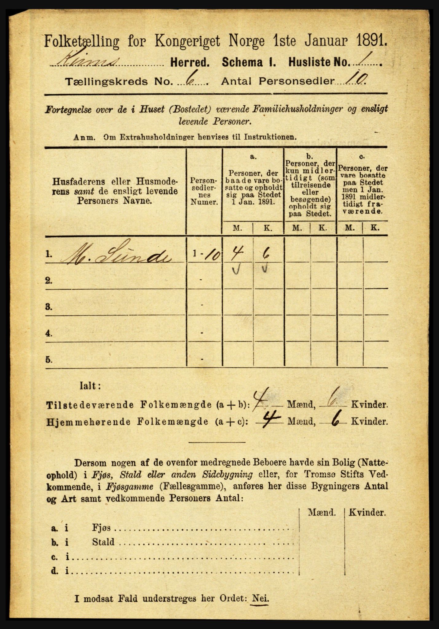 RA, 1891 census for 1437 Kinn, 1891, p. 2213