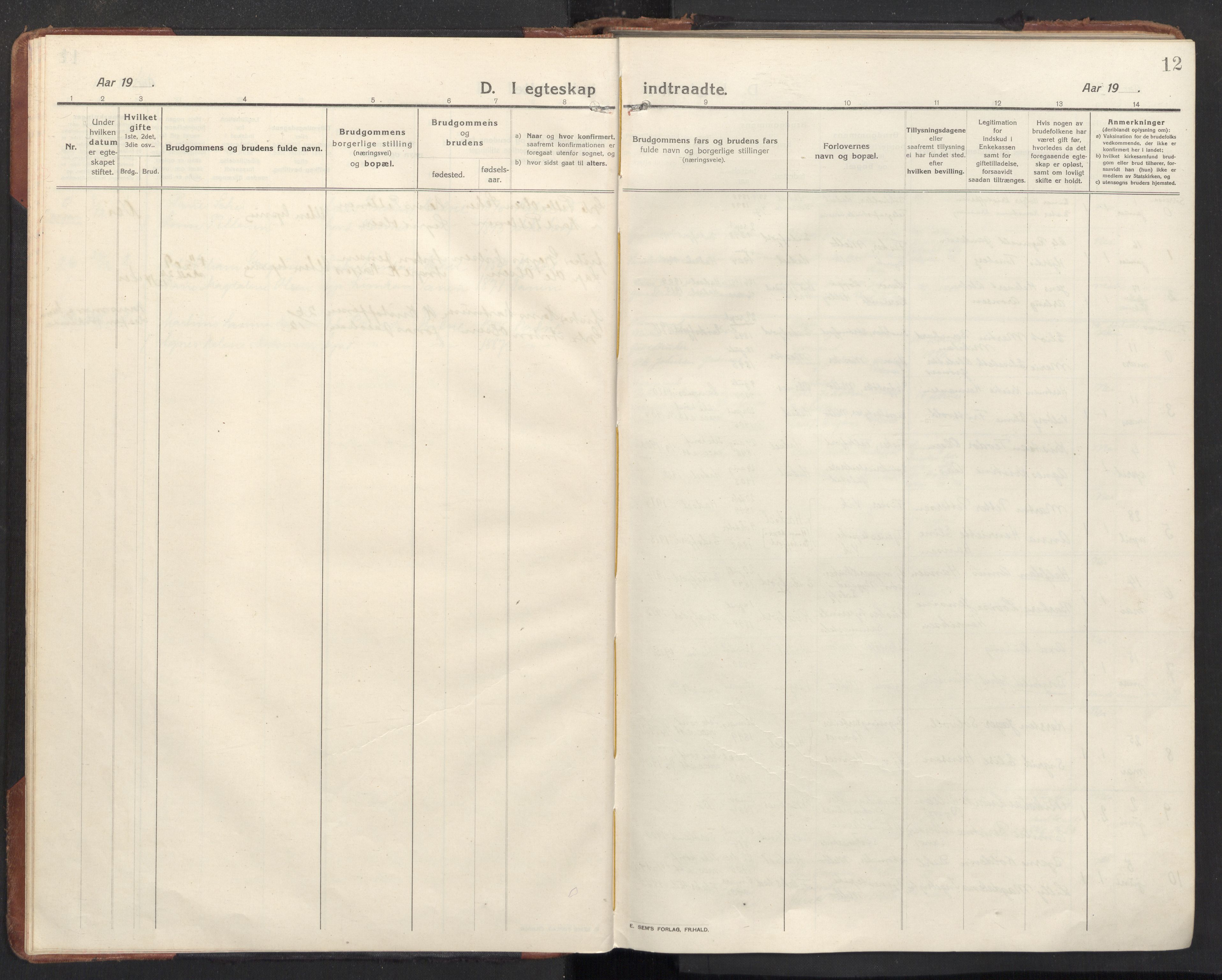 Ministerialprotokoller, klokkerbøker og fødselsregistre - Nordland, AV/SAT-A-1459/888/L1269: Parish register (copy) no. 888C11, 1913-1937, p. 12
