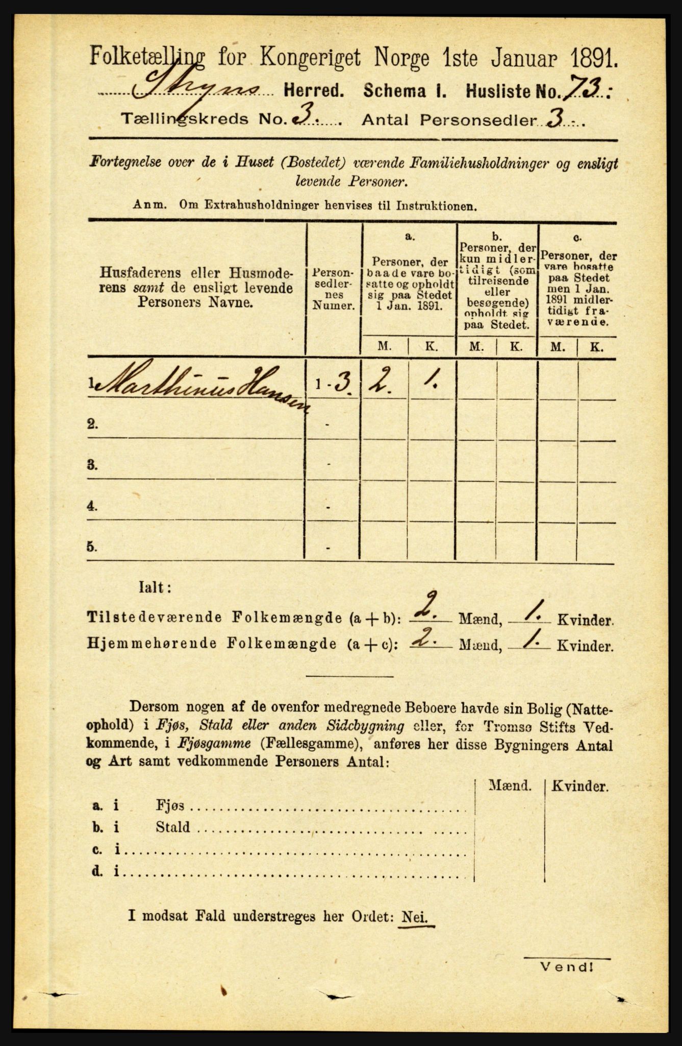 RA, 1891 census for 1448 Stryn, 1891, p. 1089