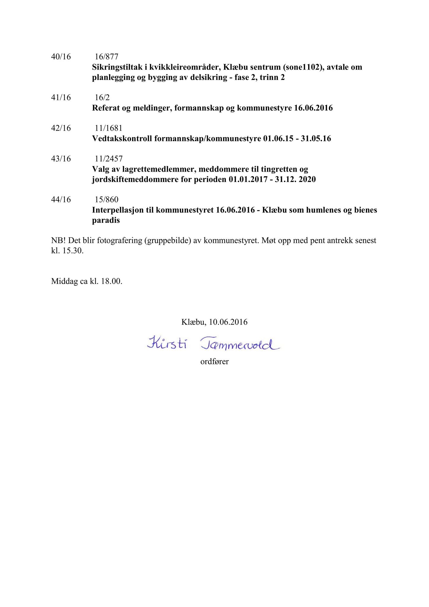 Klæbu Kommune, TRKO/KK/01-KS/L009: Kommunestyret - Møtedokumenter, 2016, p. 809