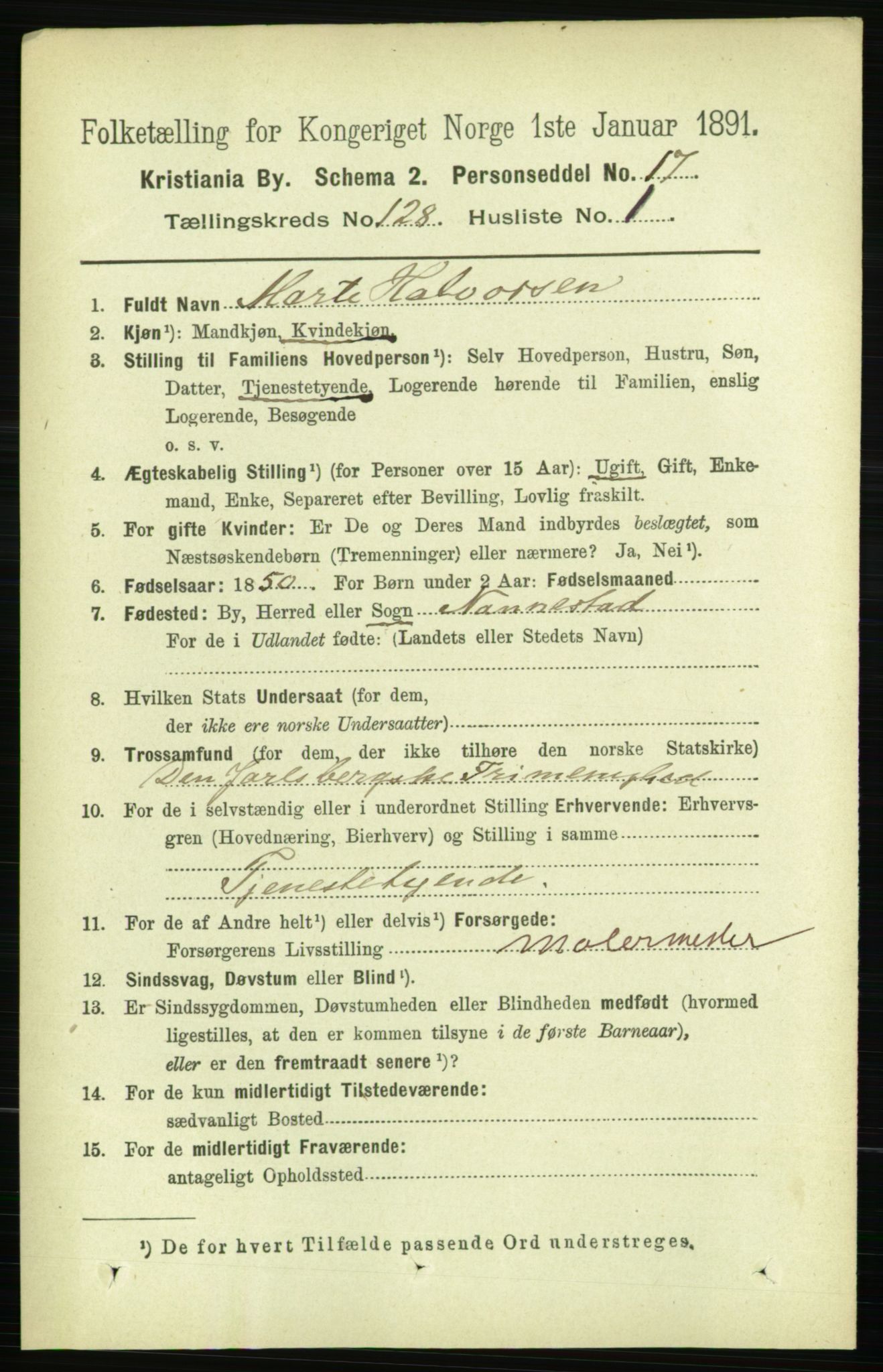 RA, 1891 census for 0301 Kristiania, 1891, p. 68602