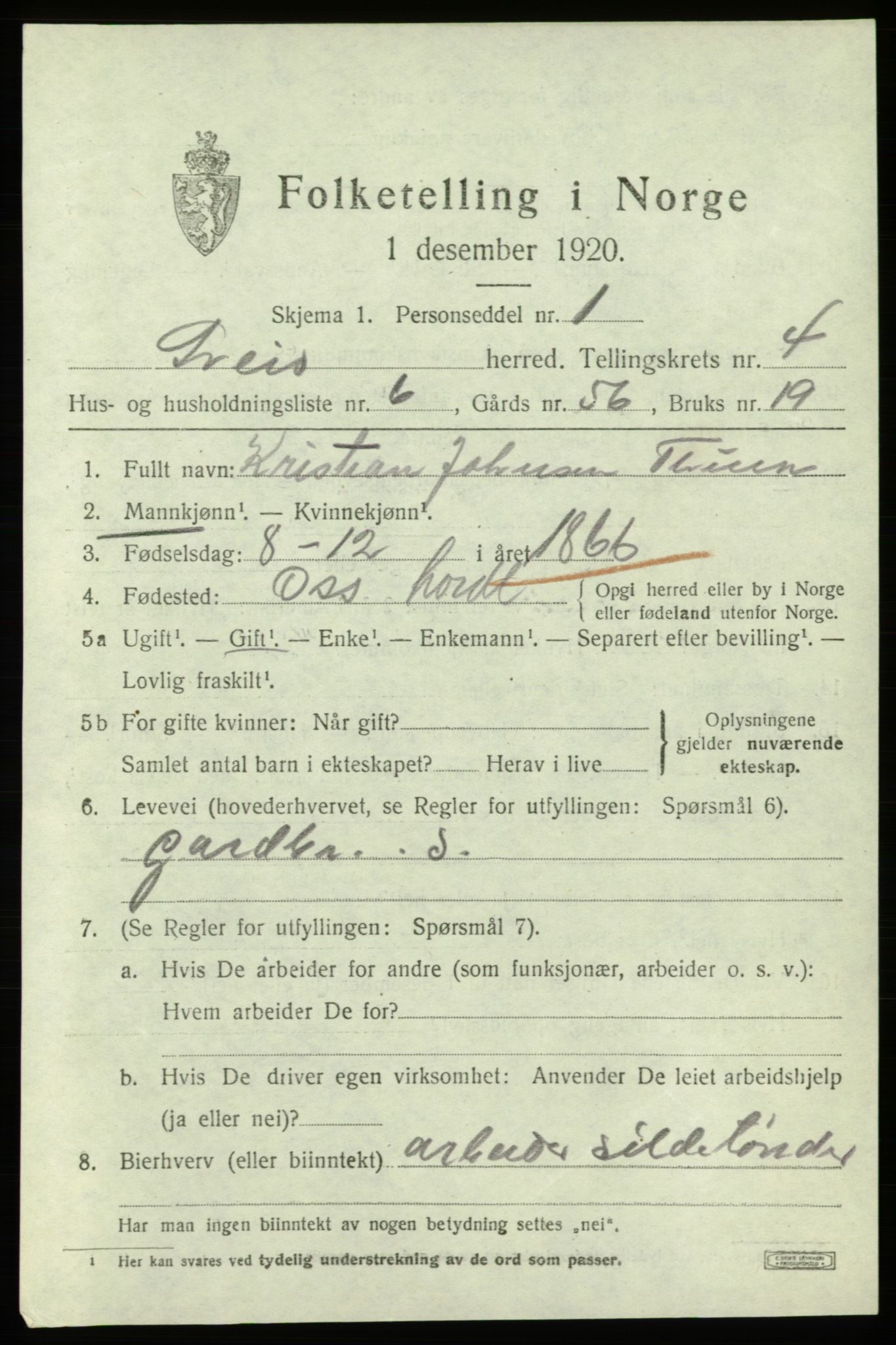SAB, 1920 census for Sveio, 1920, p. 2080