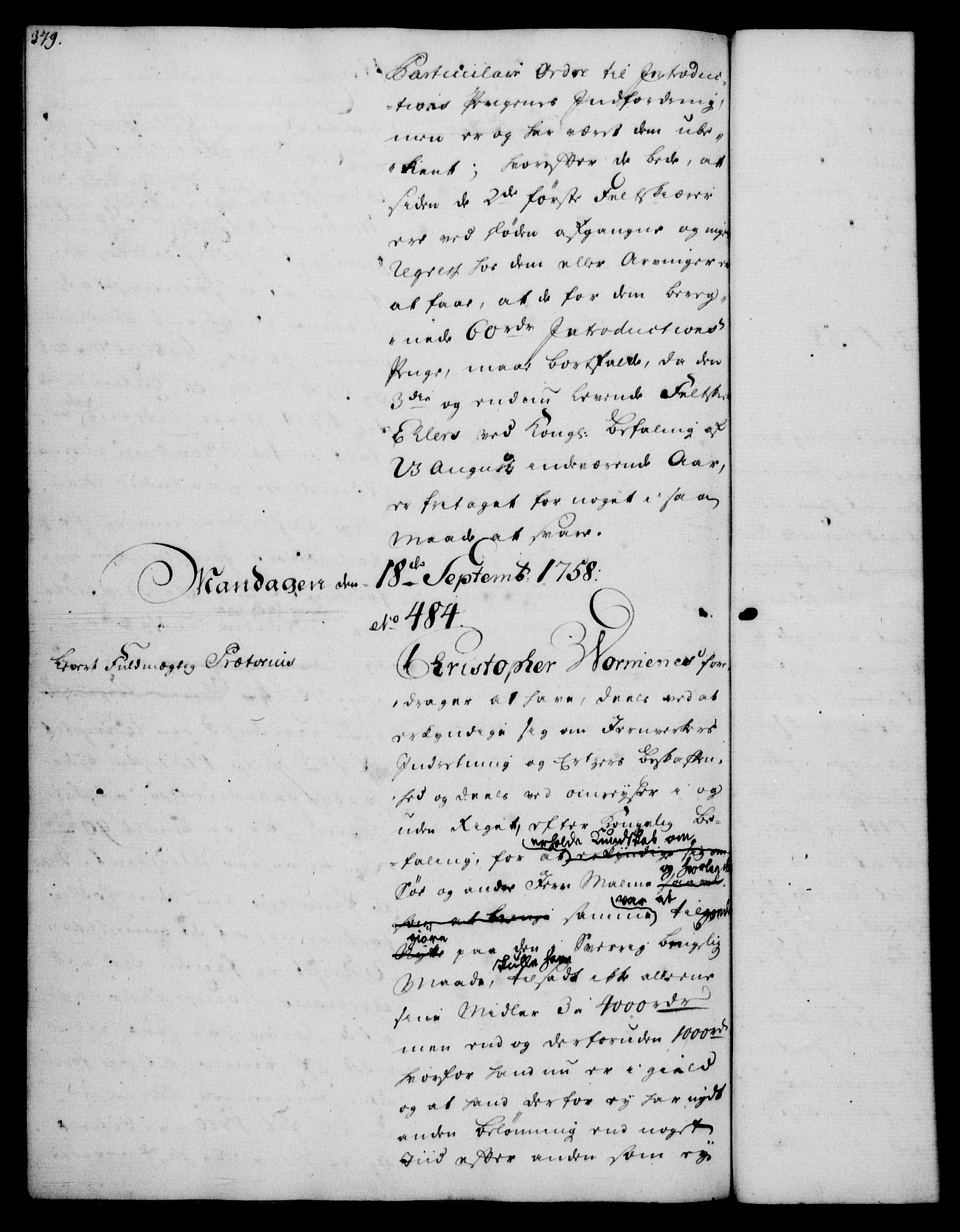 Rentekammeret, Kammerkanselliet, RA/EA-3111/G/Gh/Gha/L0034: Norsk ekstraktmemorialprotokoll (merket RK 53.79), 1756-1759, p. 379