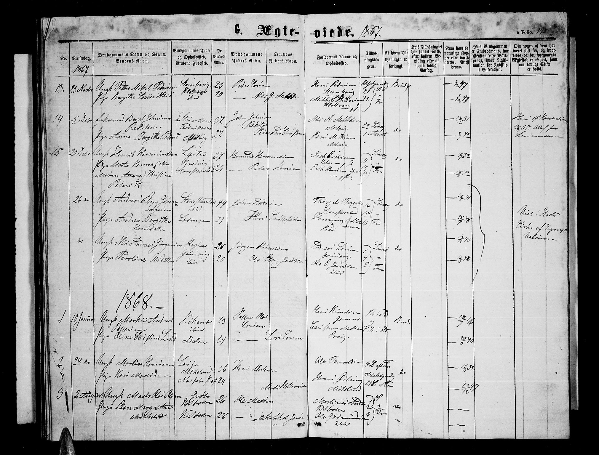 Trondenes sokneprestkontor, SATØ/S-1319/H/Hb/L0008klokker: Parish register (copy) no. 8, 1863-1869, p. 145