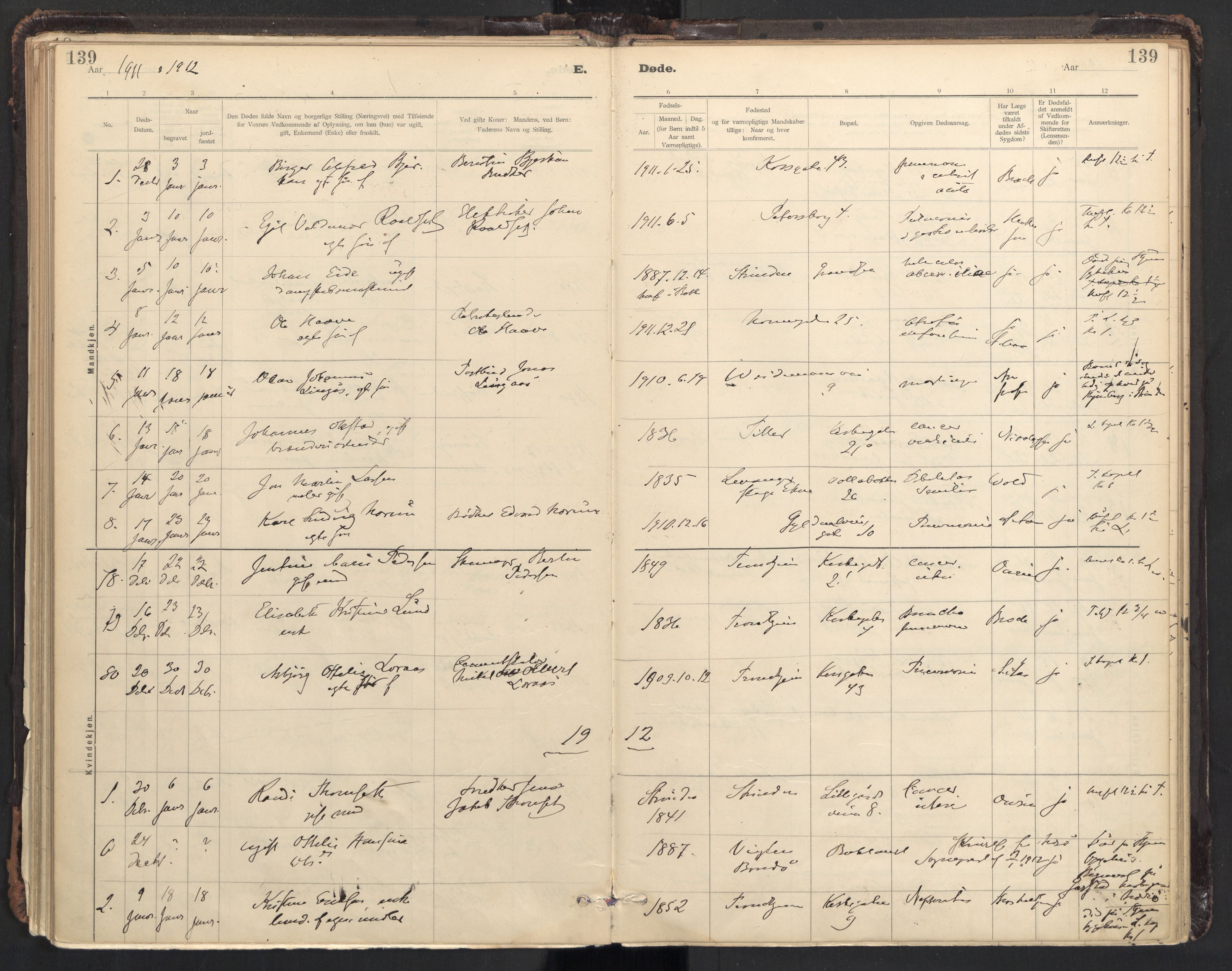 Ministerialprotokoller, klokkerbøker og fødselsregistre - Sør-Trøndelag, AV/SAT-A-1456/604/L0204: Parish register (official) no. 604A24, 1911-1920, p. 139