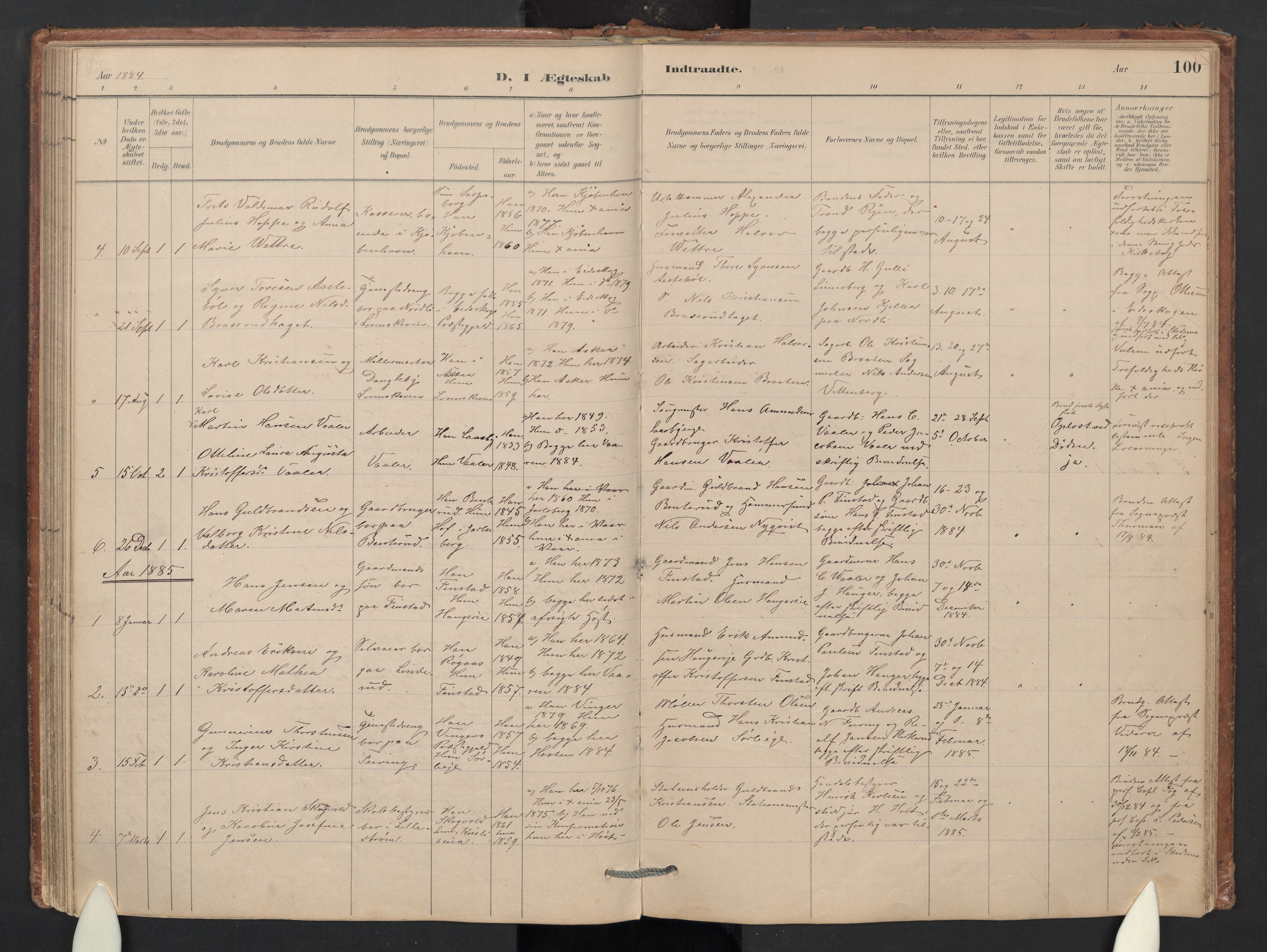 Skedsmo prestekontor Kirkebøker, SAO/A-10033a/G/Gb/L0001: Parish register (copy) no. II 1, 1883-1903, p. 100