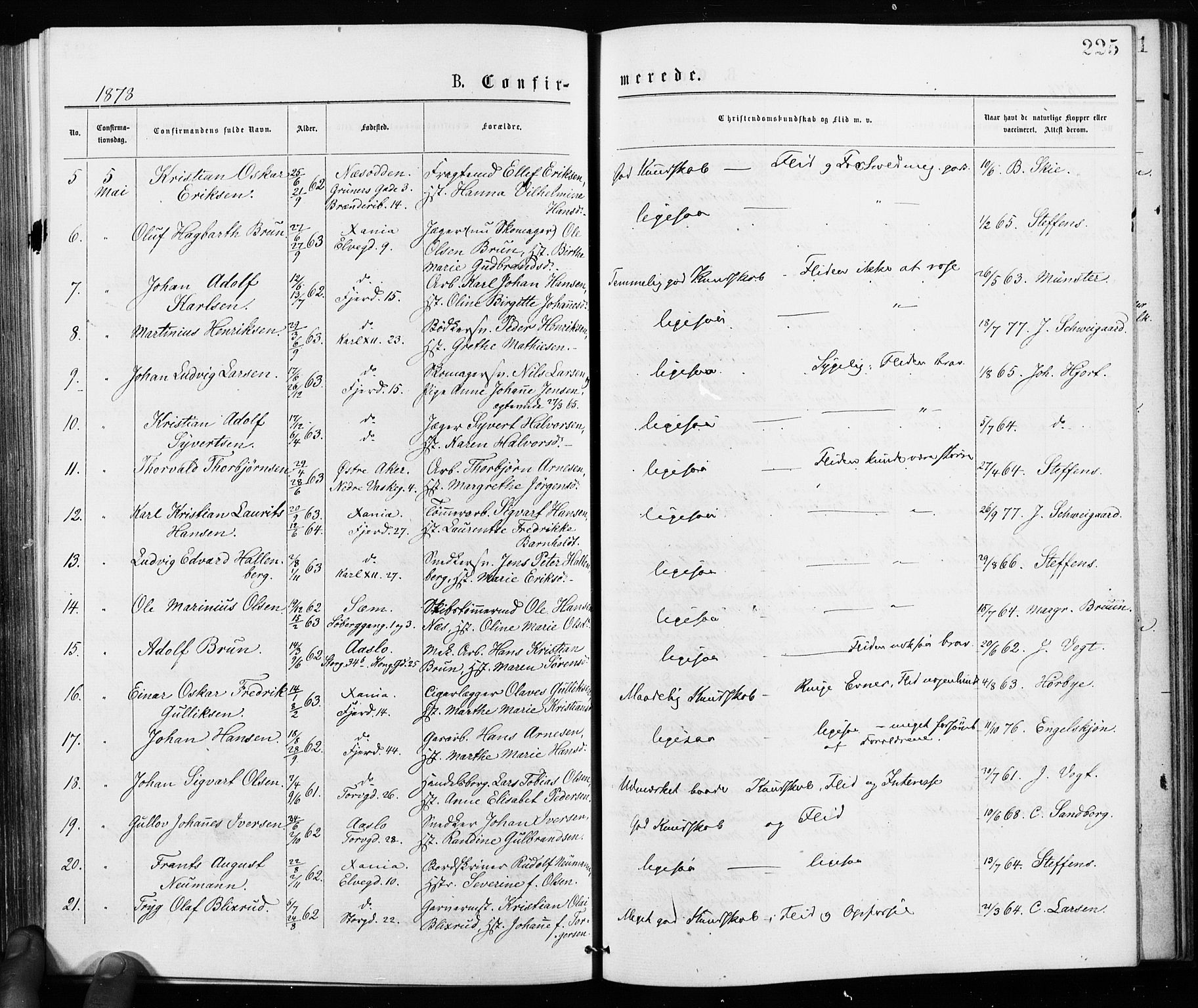 Jakob prestekontor Kirkebøker, SAO/A-10850/F/Fa/L0001: Parish register (official) no. 1, 1875-1924, p. 225