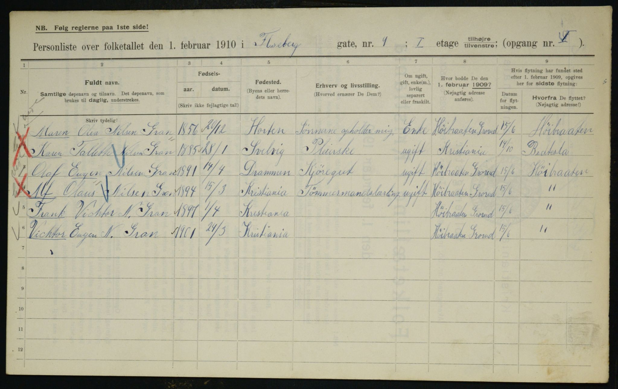 OBA, Municipal Census 1910 for Kristiania, 1910, p. 23192