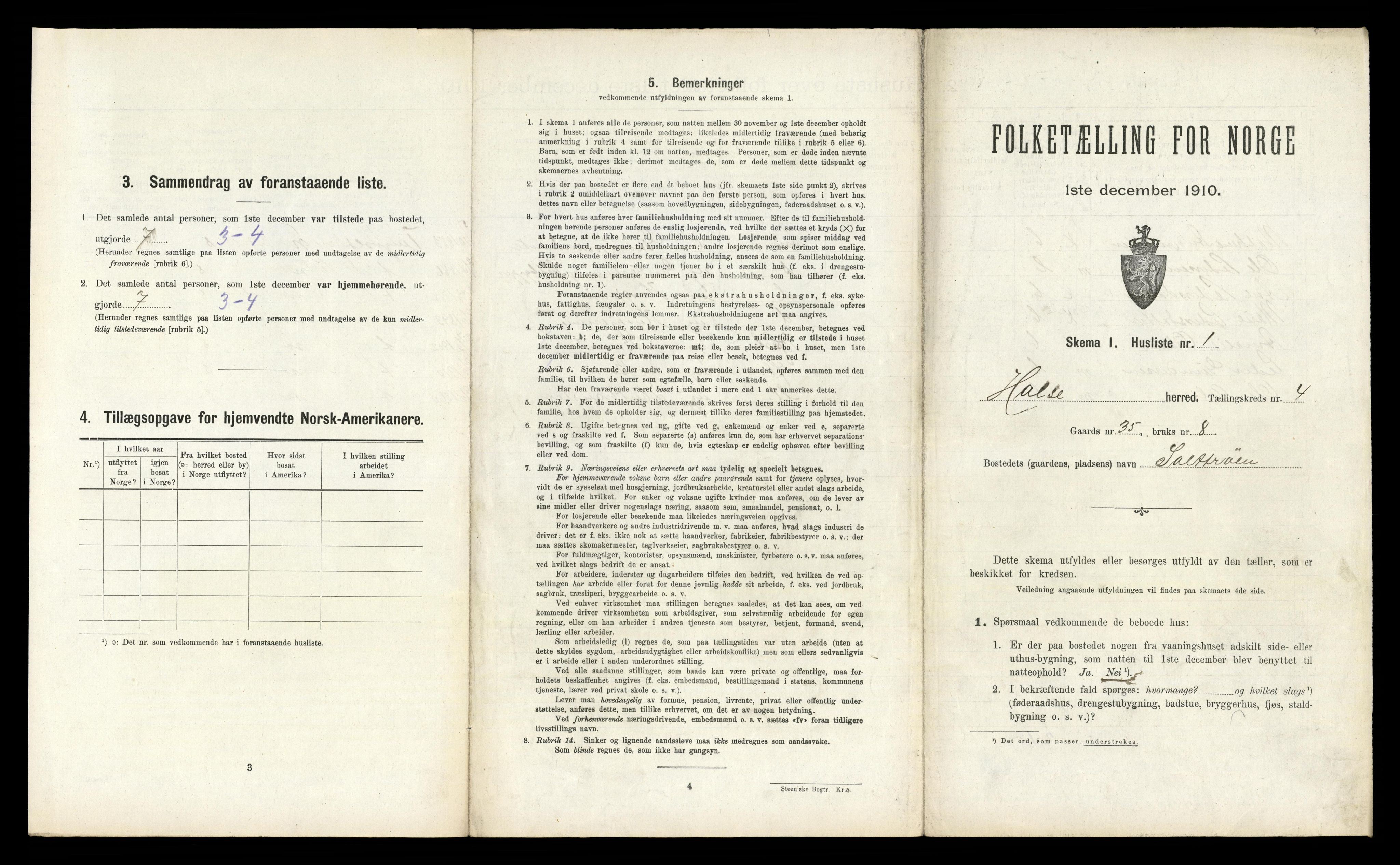 RA, 1910 census for Halsa, 1910, p. 275