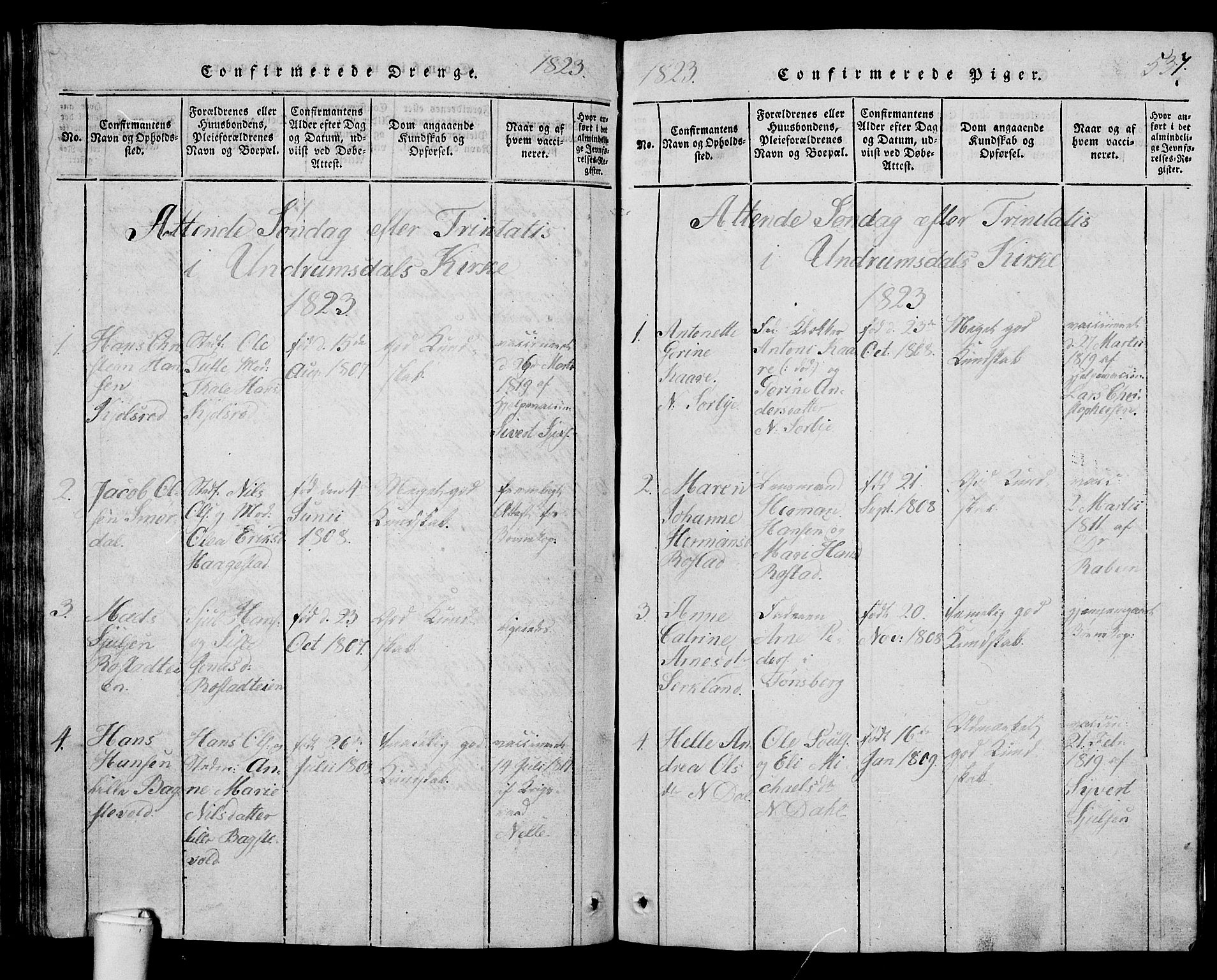 Våle kirkebøker, AV/SAKO-A-334/G/Ga/L0001: Parish register (copy) no. I 1, 1814-1824, p. 536-537