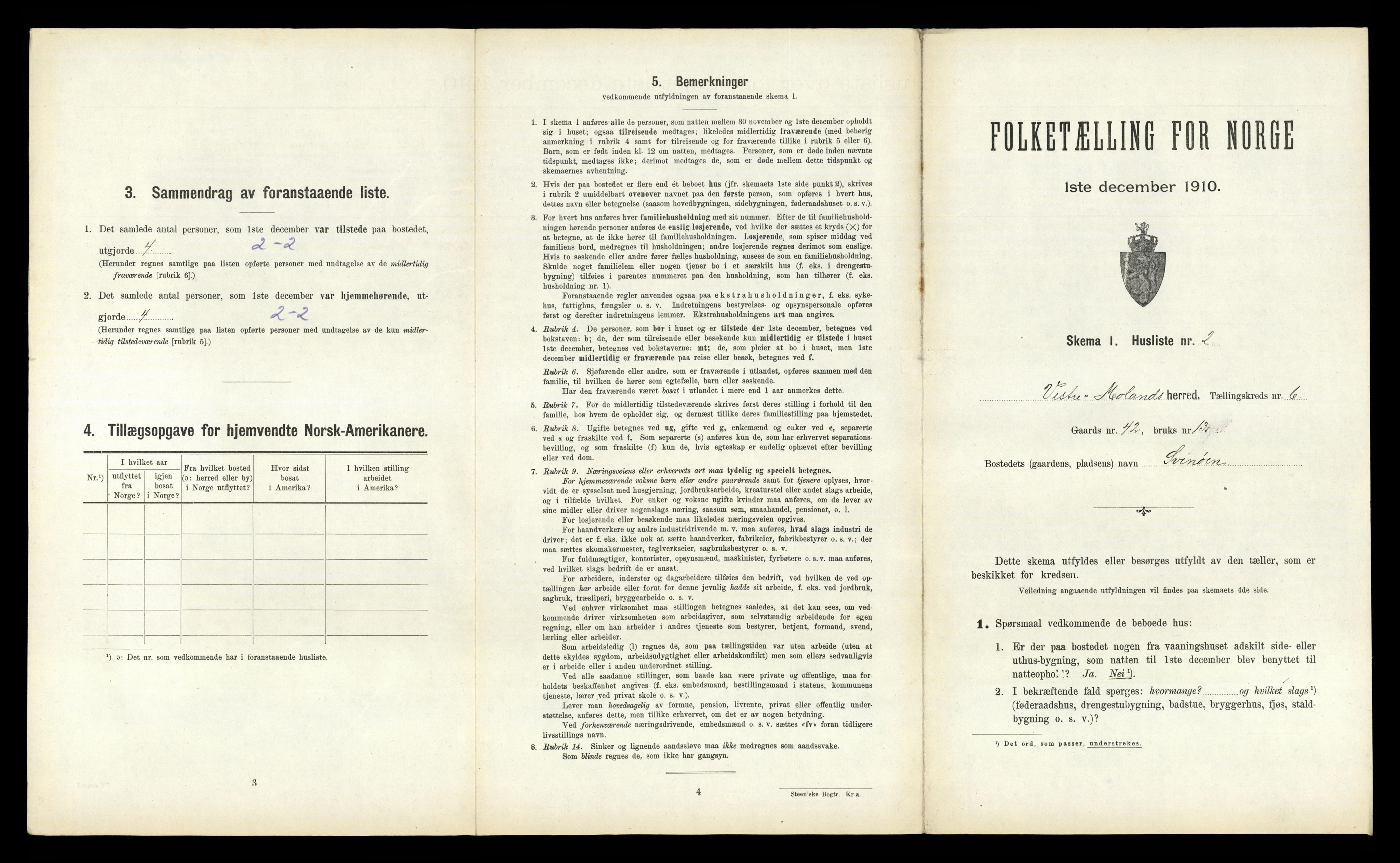 RA, 1910 census for Vestre Moland, 1910, p. 658