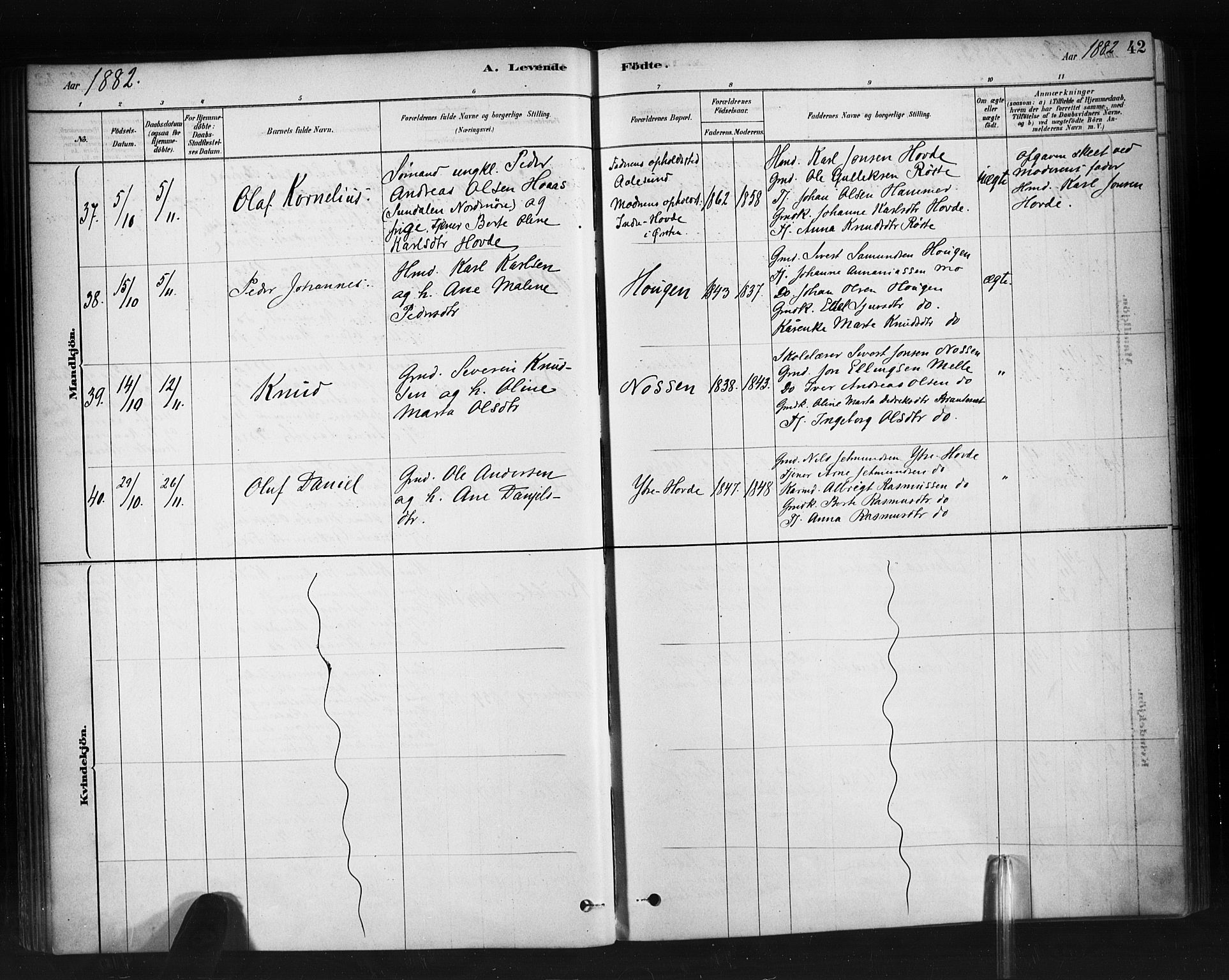 Ministerialprotokoller, klokkerbøker og fødselsregistre - Møre og Romsdal, AV/SAT-A-1454/513/L0176: Parish register (official) no. 513A03, 1877-1889, p. 42