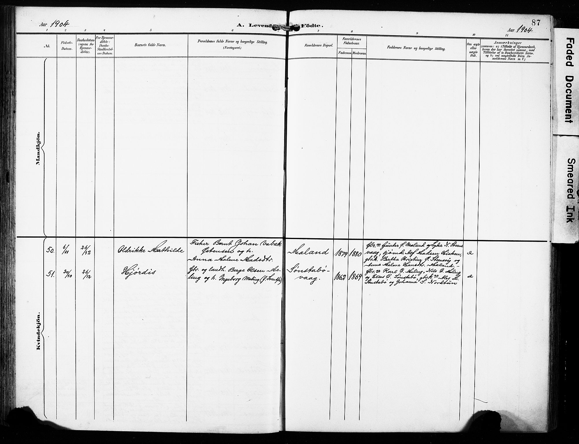 Finnås sokneprestembete, SAB/A-99925/H/Ha/Haa/Haac/L0002: Parish register (official) no. C 2, 1895-1904, p. 87