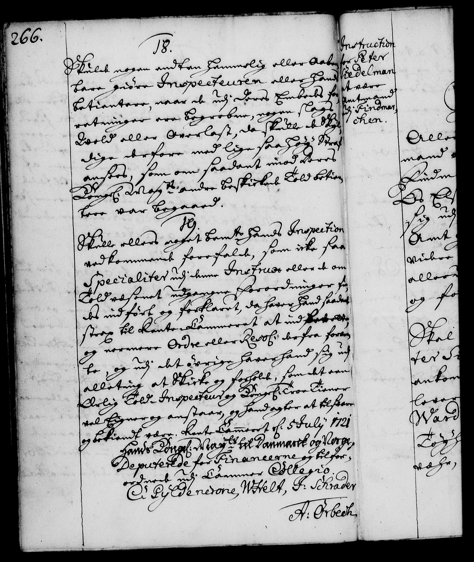 Rentekammeret, Kammerkanselliet, RA/EA-3111/G/Gg/Ggi/L0001: Norsk instruksjonsprotokoll med register (merket RK 53.34), 1720-1729, p. 266