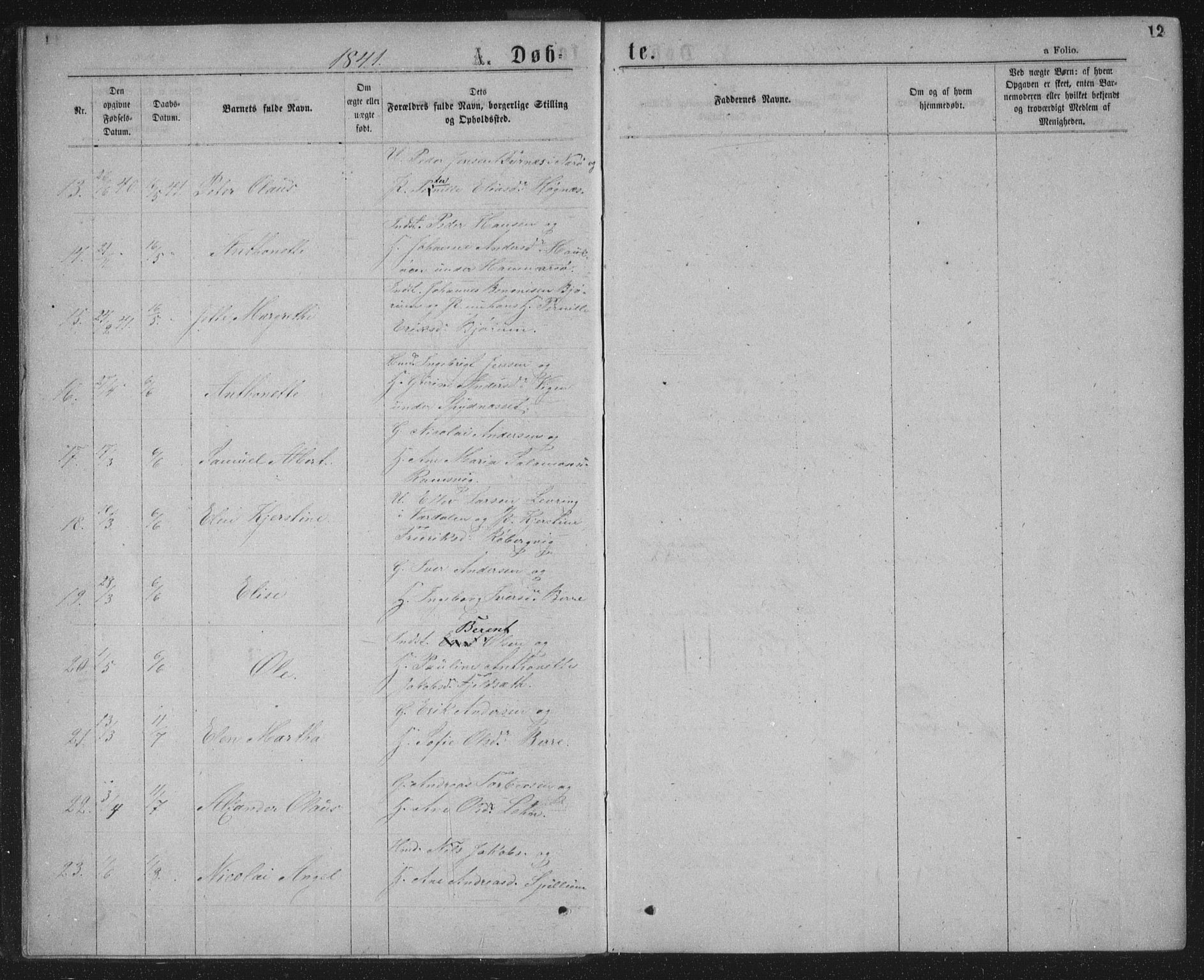 Ministerialprotokoller, klokkerbøker og fødselsregistre - Nord-Trøndelag, AV/SAT-A-1458/768/L0566: Parish register (official) no. 768A01, 1836-1865, p. 12