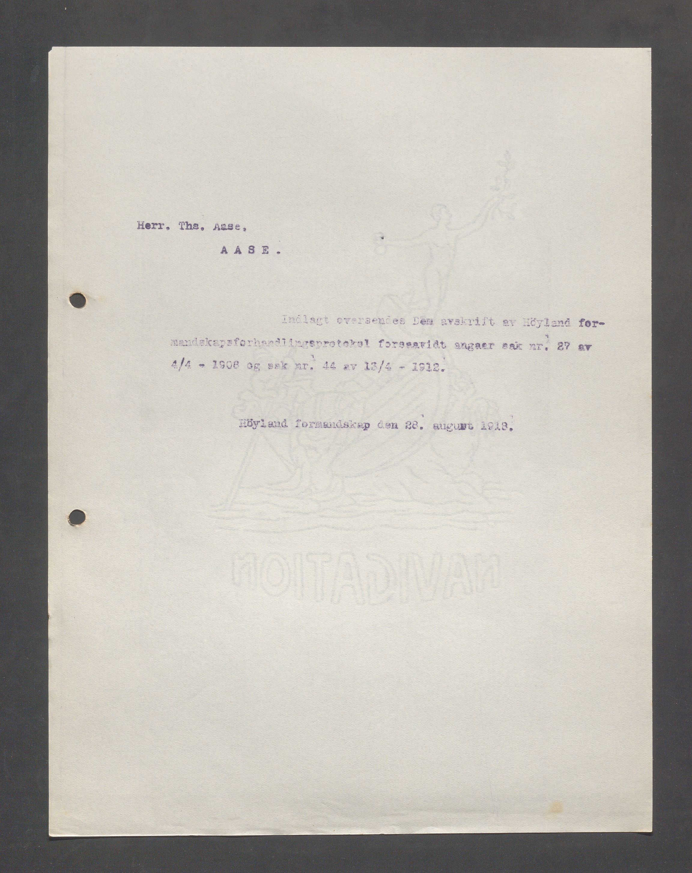 Høyland kommune - Formannskapet, IKAR/K-100046/B/L0005: Kopibok, 1918-1921, p. 196