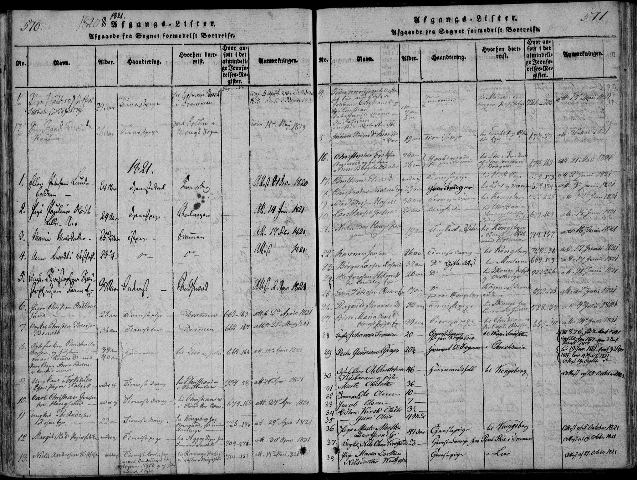 Eiker kirkebøker, AV/SAKO-A-4/F/Fa/L0011: Parish register (official) no. I 11, 1814-1827, p. 570-571