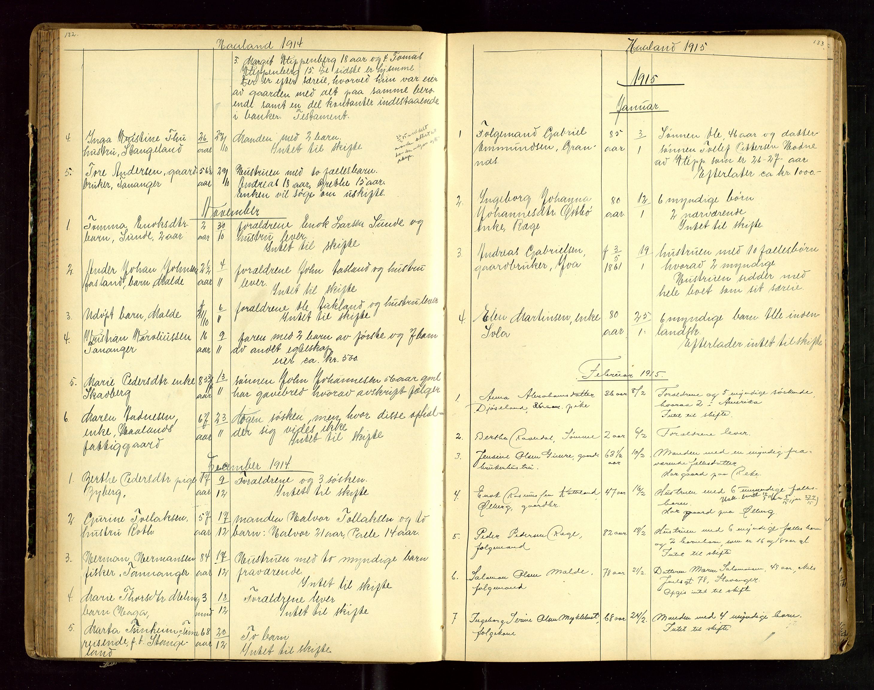 Jæren sorenskriveri, AV/SAST-A-100310/01/5/52/52B/L0003: DØDSFALLPROTOKOLL, 1910-1916, p. 132-133