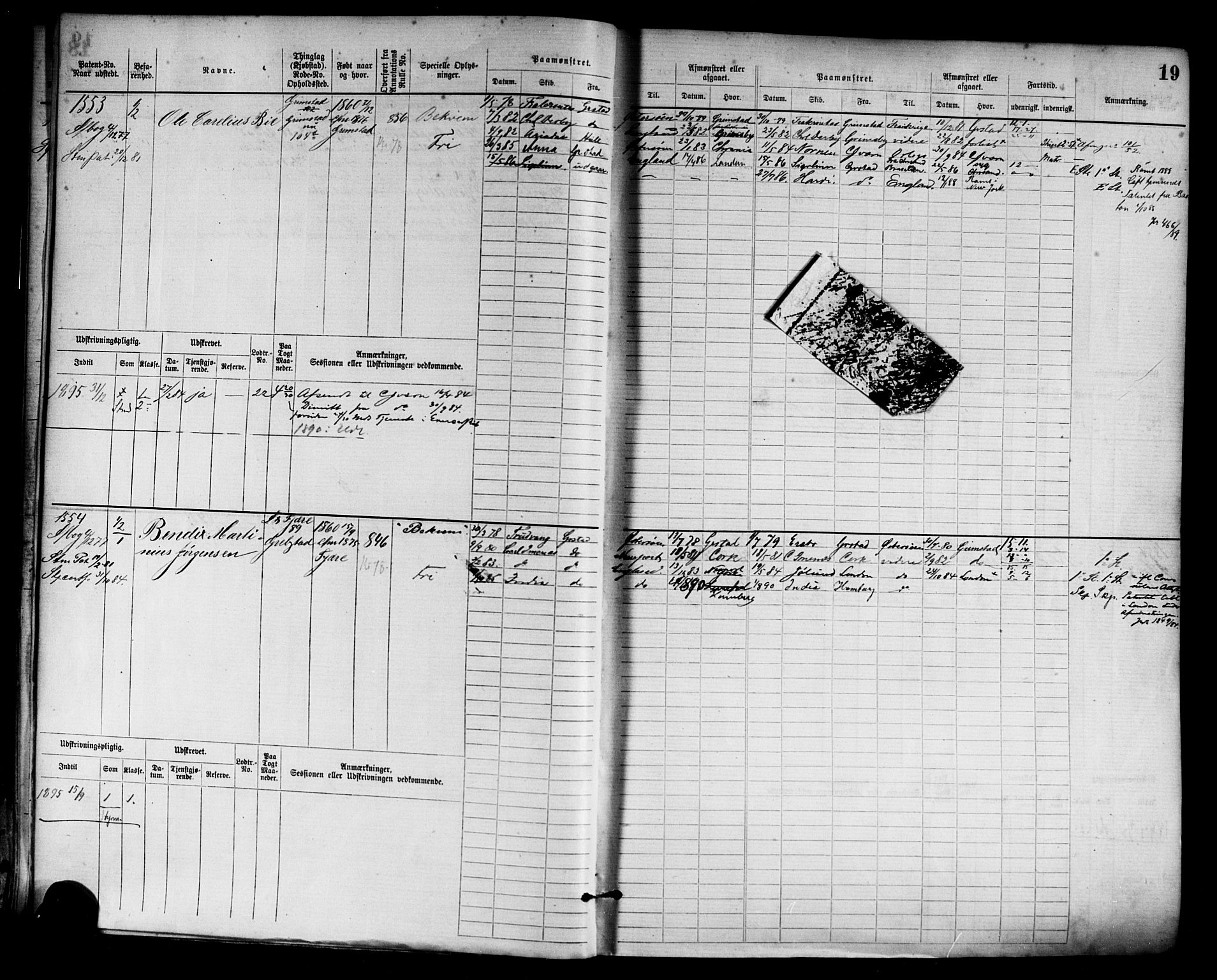 Grimstad mønstringskrets, AV/SAK-2031-0013/F/Fb/L0003: Hovedrulle nr 1517-2276, F-6, 1877-1888, p. 22