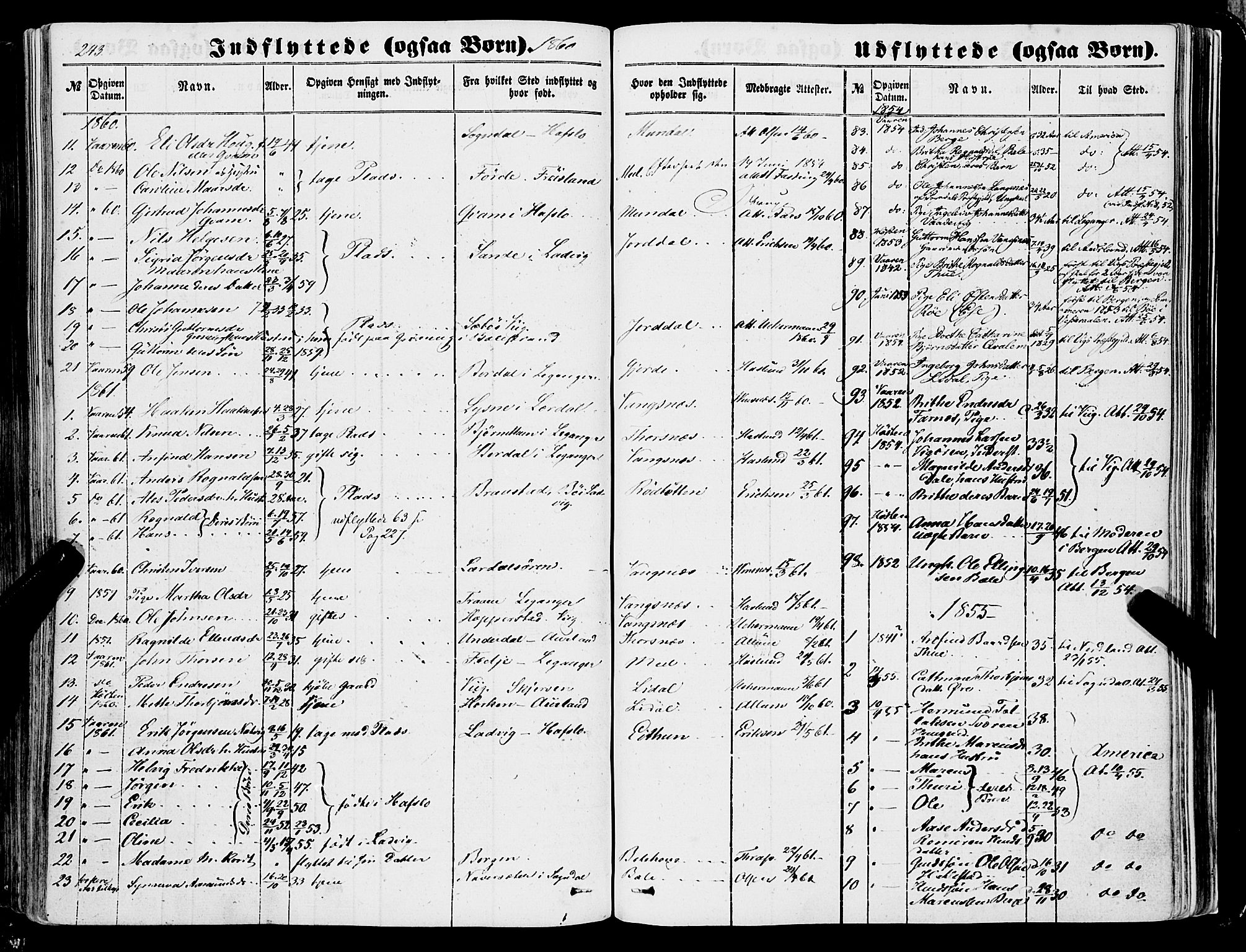 Balestrand sokneprestembete, AV/SAB-A-79601/H/Haa/Haaa/L0002: Parish register (official) no. A 2, 1847-1866, p. 243