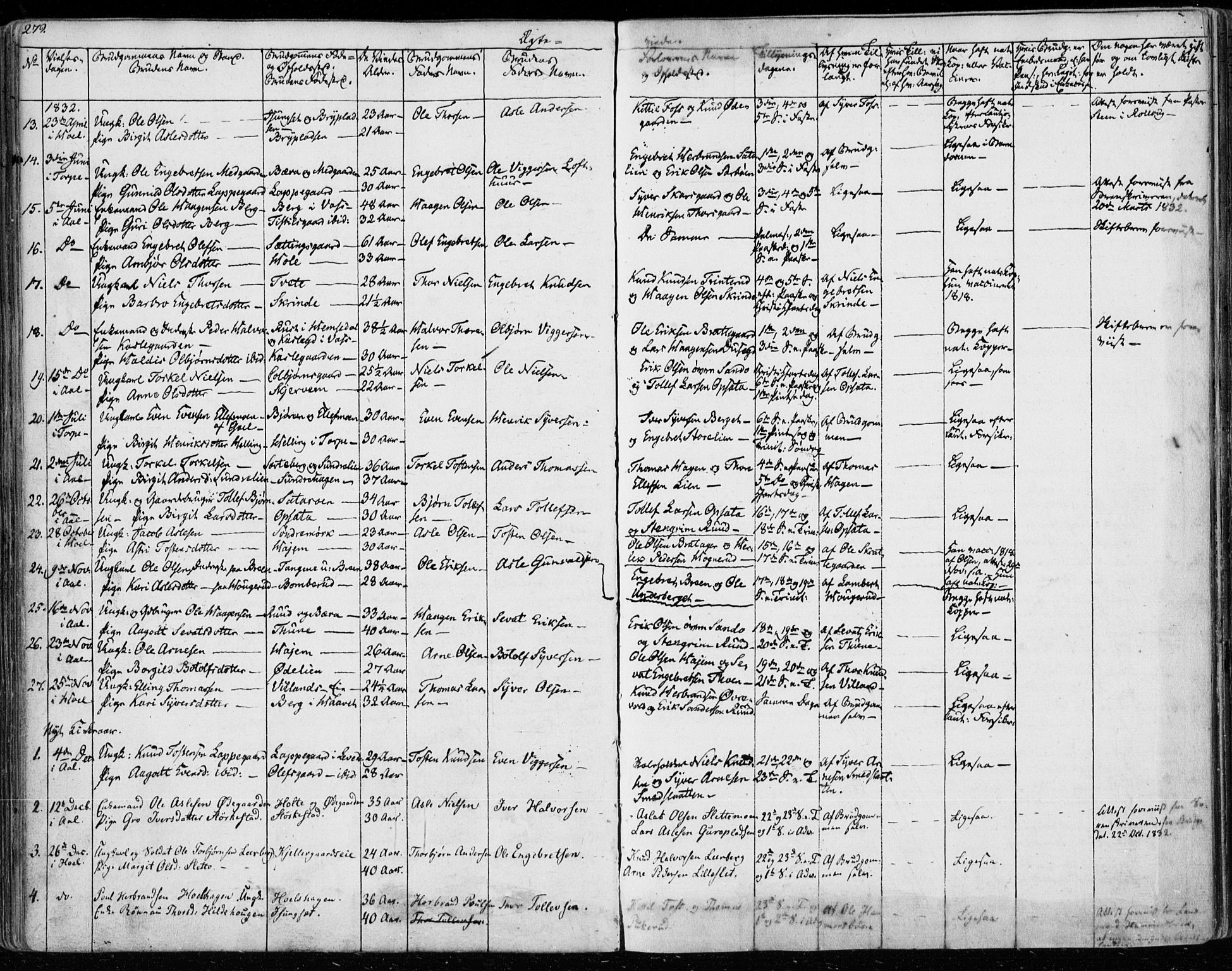 Ål kirkebøker, SAKO/A-249/F/Fa/L0005: Parish register (official) no. I 5, 1825-1848, p. 279