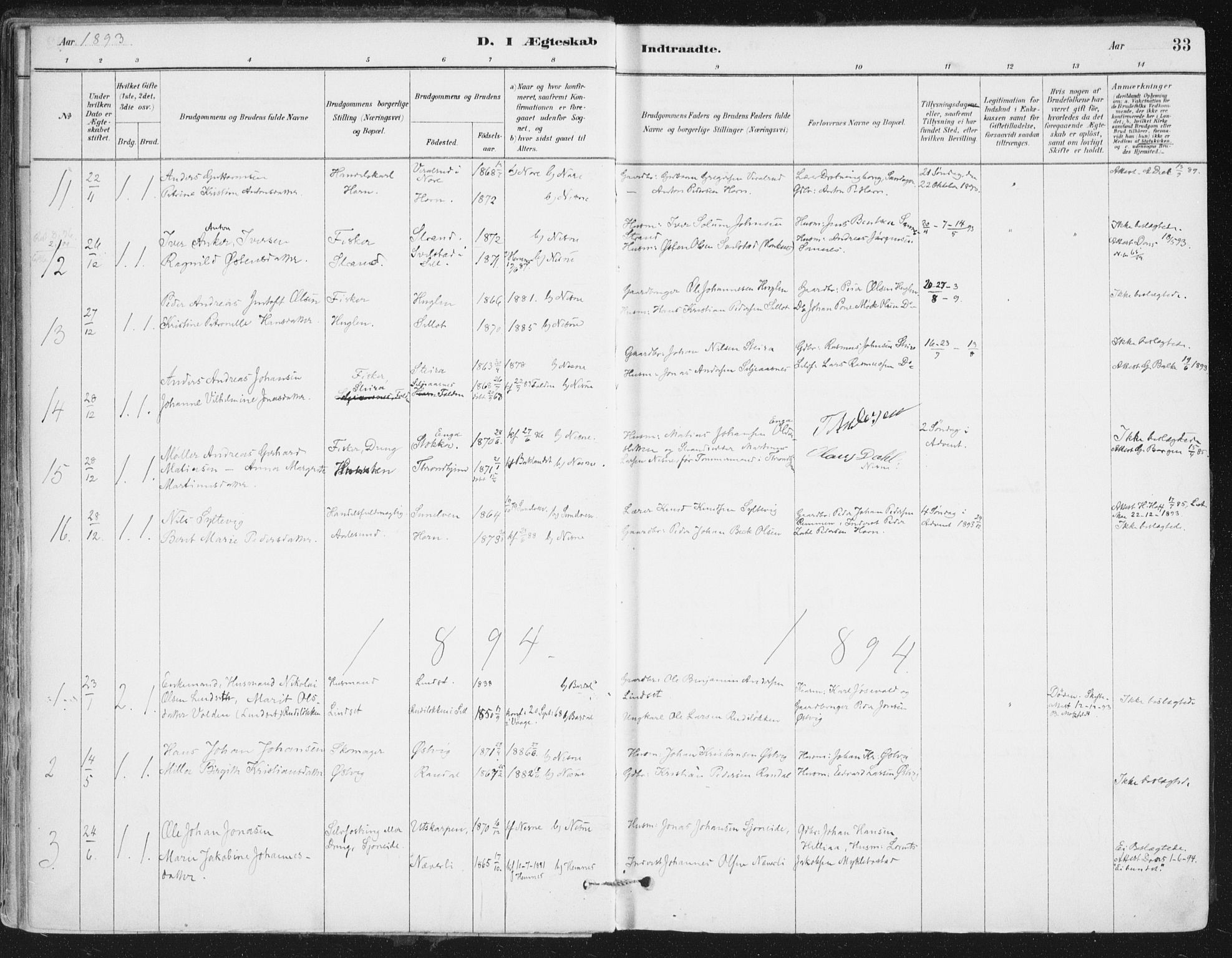 Ministerialprotokoller, klokkerbøker og fødselsregistre - Nordland, AV/SAT-A-1459/838/L0553: Parish register (official) no. 838A11, 1880-1910, p. 33