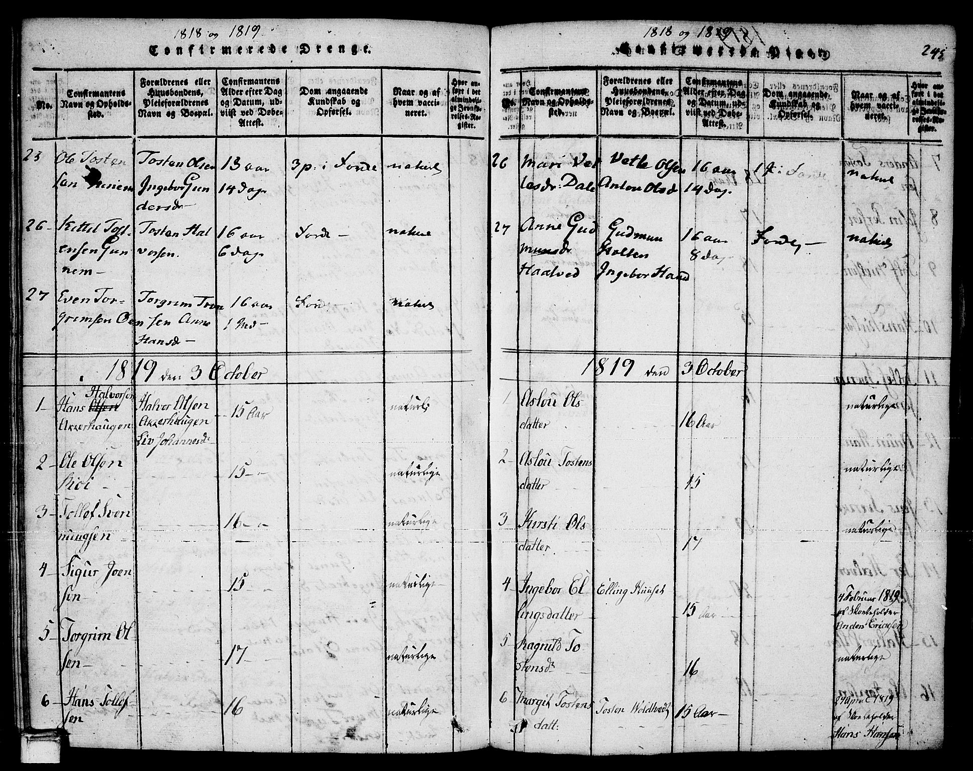 Sauherad kirkebøker, AV/SAKO-A-298/F/Fa/L0005: Parish register (official) no. I 5, 1815-1829, p. 245