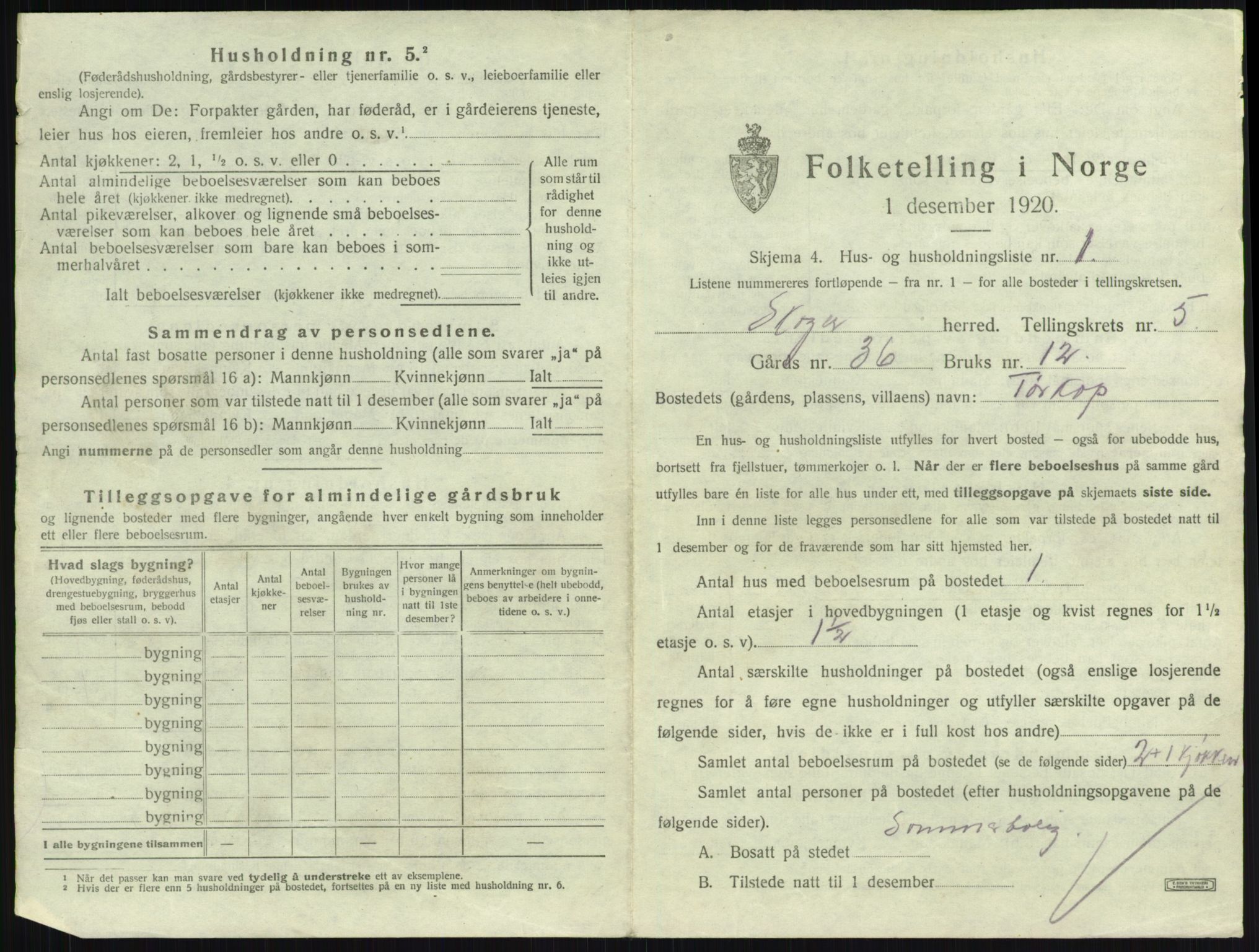 SAKO, 1920 census for Skoger, 1920, p. 1007