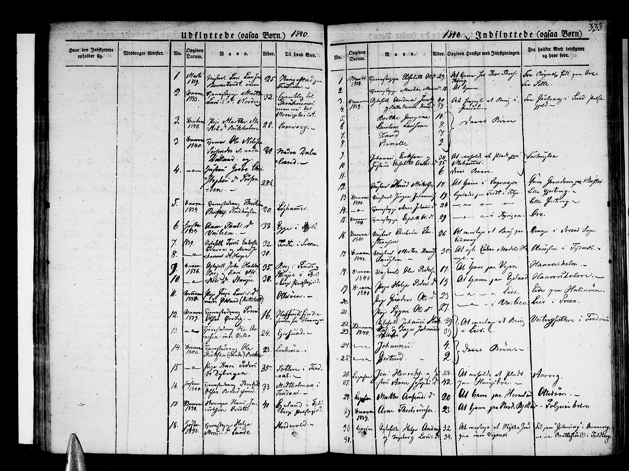 Stord sokneprestembete, AV/SAB-A-78201/H/Haa: Parish register (official) no. A 6, 1826-1840, p. 333