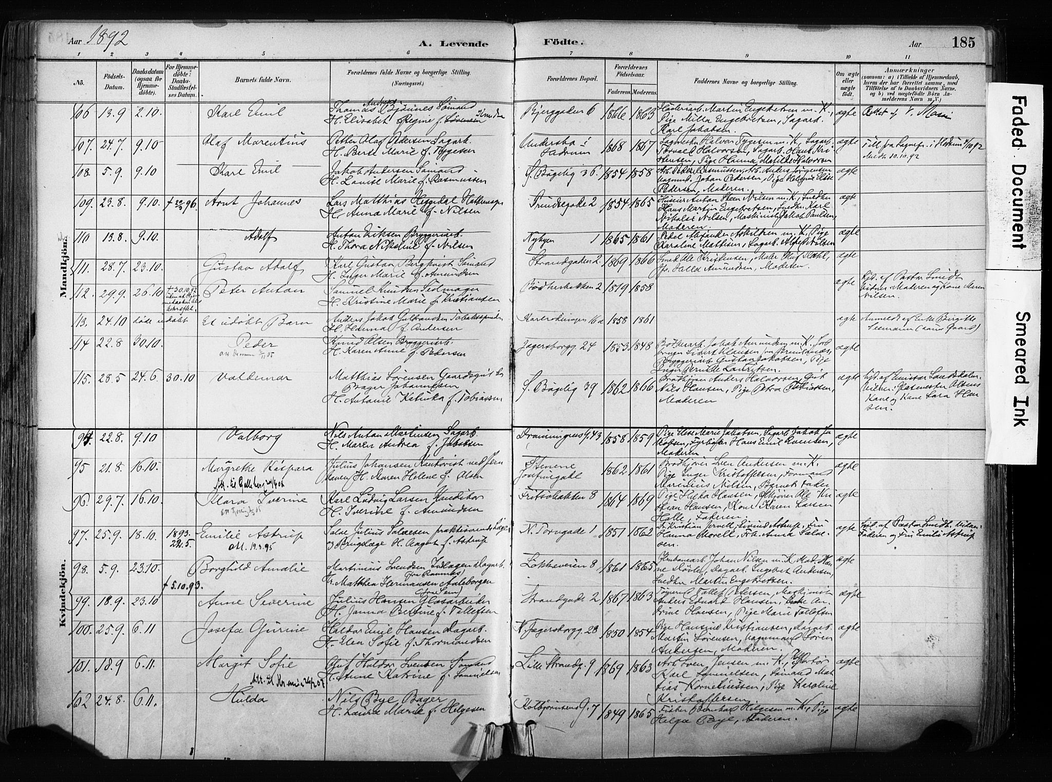 Larvik kirkebøker, AV/SAKO-A-352/F/Fa/L0009: Parish register (official) no. I 9, 1884-1904, p. 185