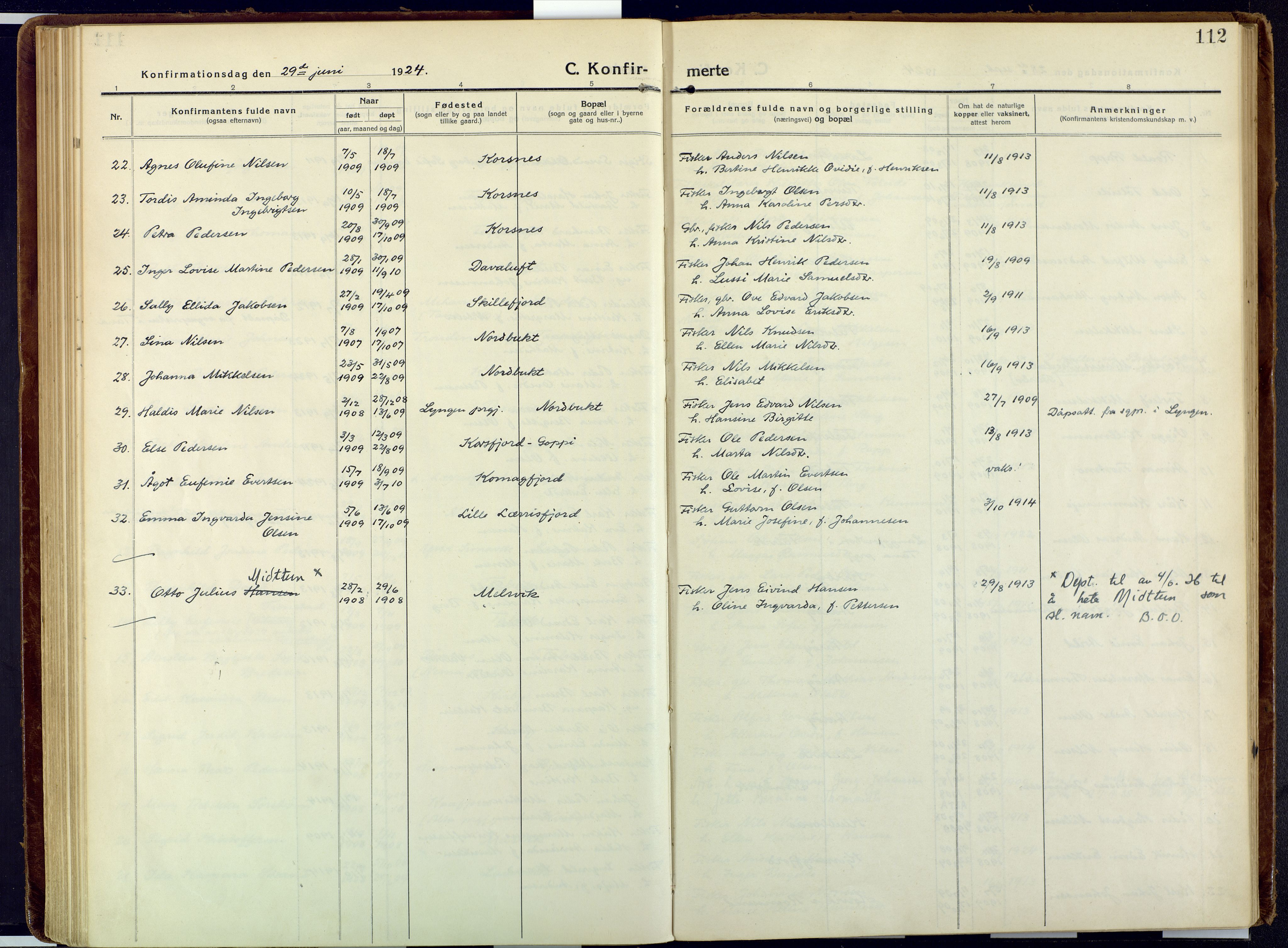 Talvik sokneprestkontor, SATØ/S-1337/H/Ha/L0018kirke: Parish register (official) no. 18, 1915-1924, p. 112