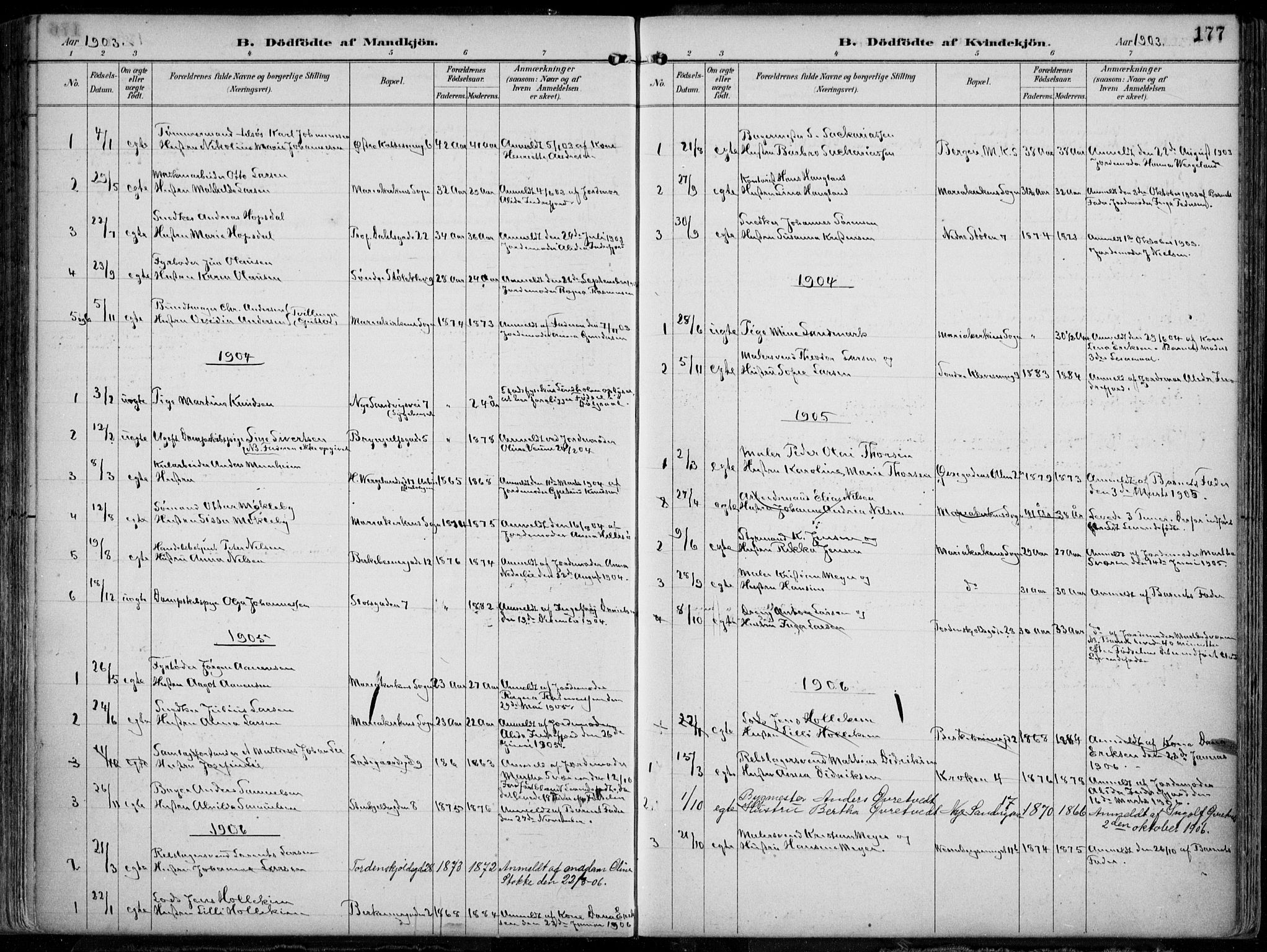 Mariakirken Sokneprestembete, SAB/A-76901/H/Hab/L0005: Parish register (copy) no. A 5, 1893-1913, p. 177