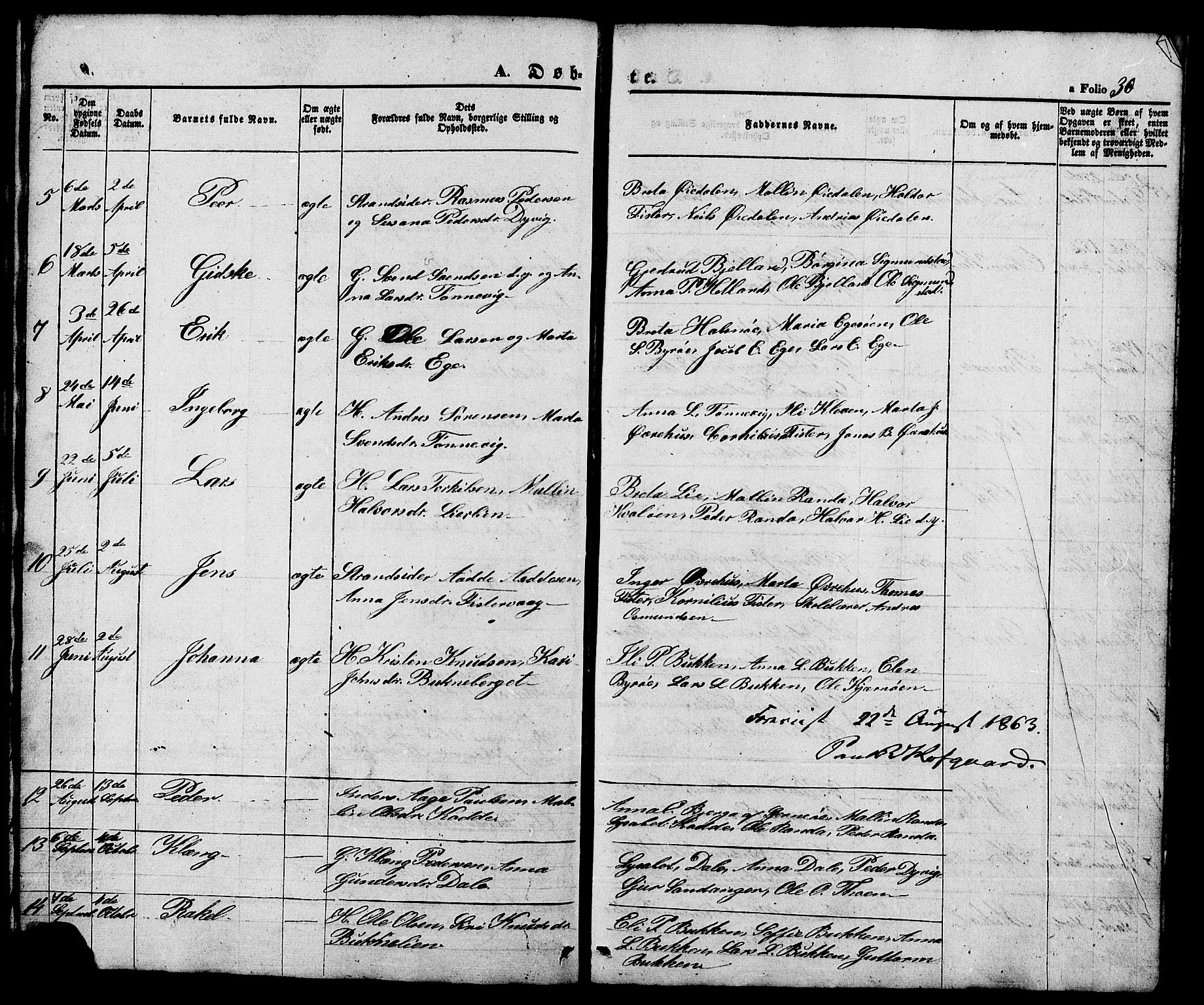 Hjelmeland sokneprestkontor, SAST/A-101843/01/V/L0005: Parish register (copy) no. B 5, 1853-1892, p. 30