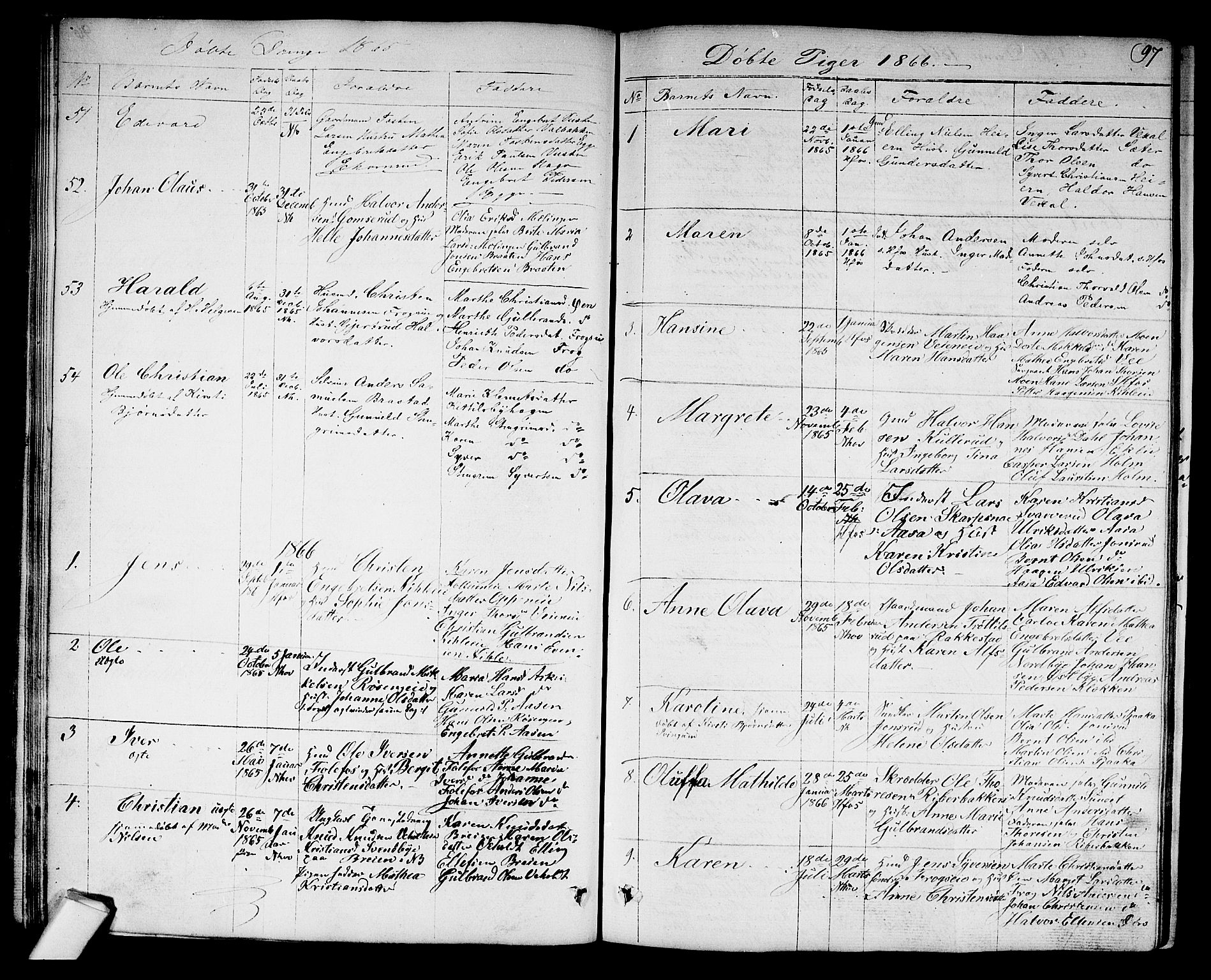 Norderhov kirkebøker, SAKO/A-237/G/Ga/L0006: Parish register (copy) no. I 6, 1849-1876, p. 97