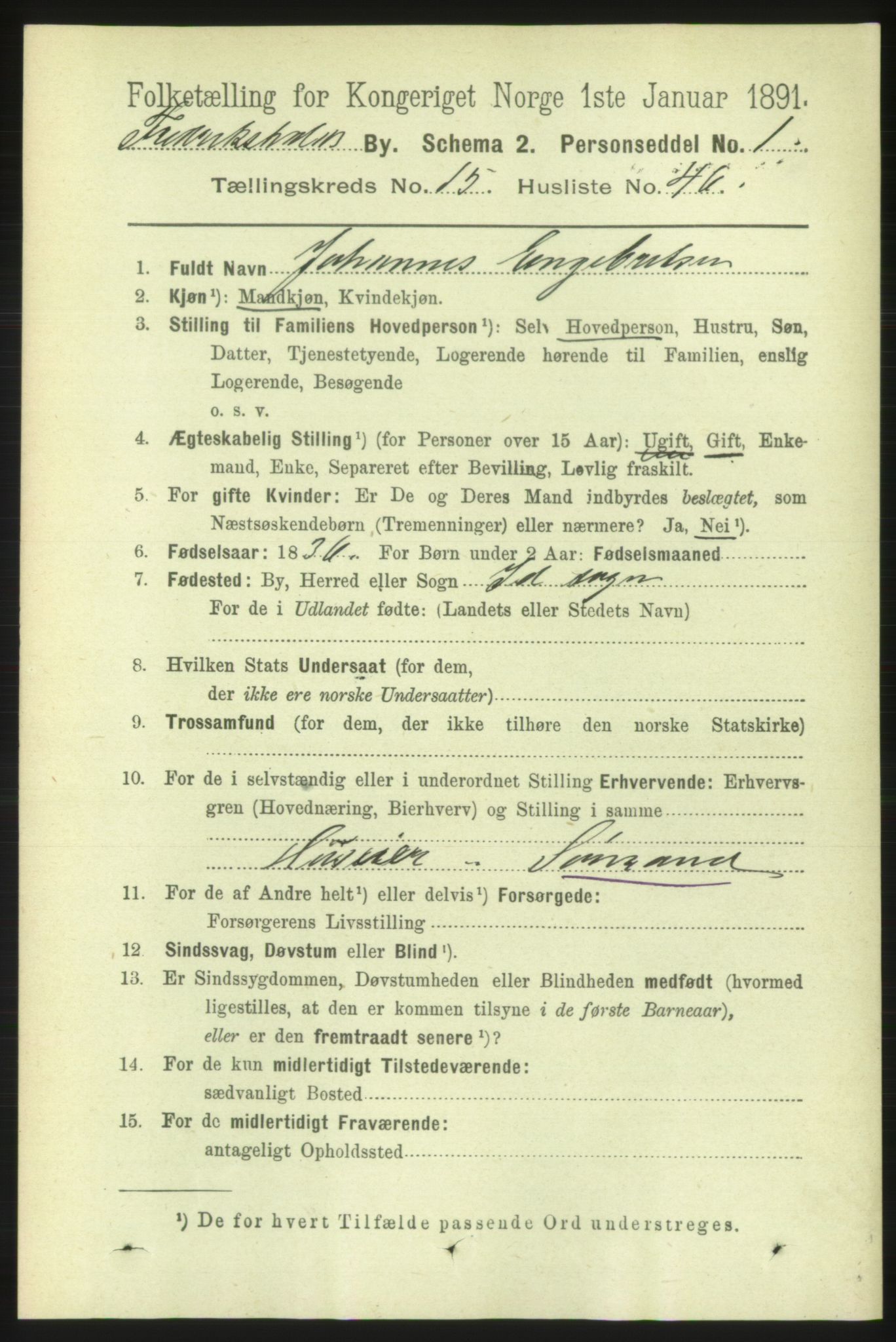 RA, 1891 census for 0101 Fredrikshald, 1891, p. 9991