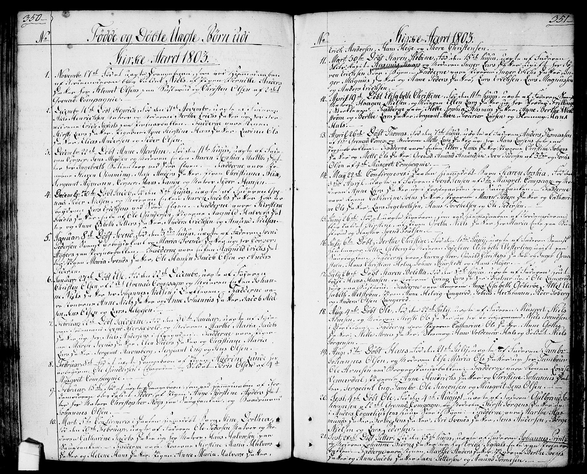 Halden prestekontor Kirkebøker, SAO/A-10909/F/Fa/L0002: Parish register (official) no. I 2, 1792-1812, p. 350-351