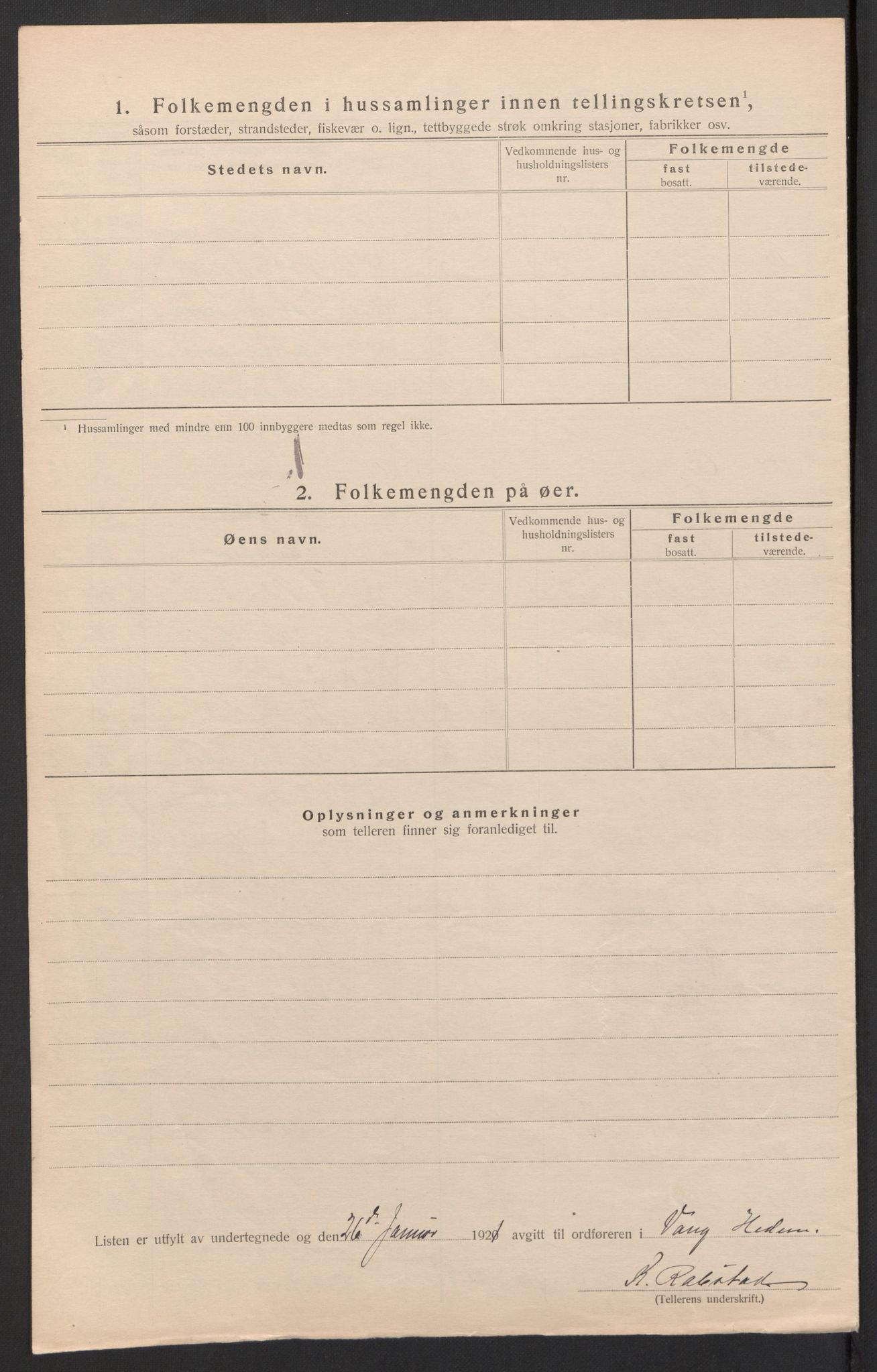 SAH, 1920 census for Vang (Hedmark), 1920, p. 52