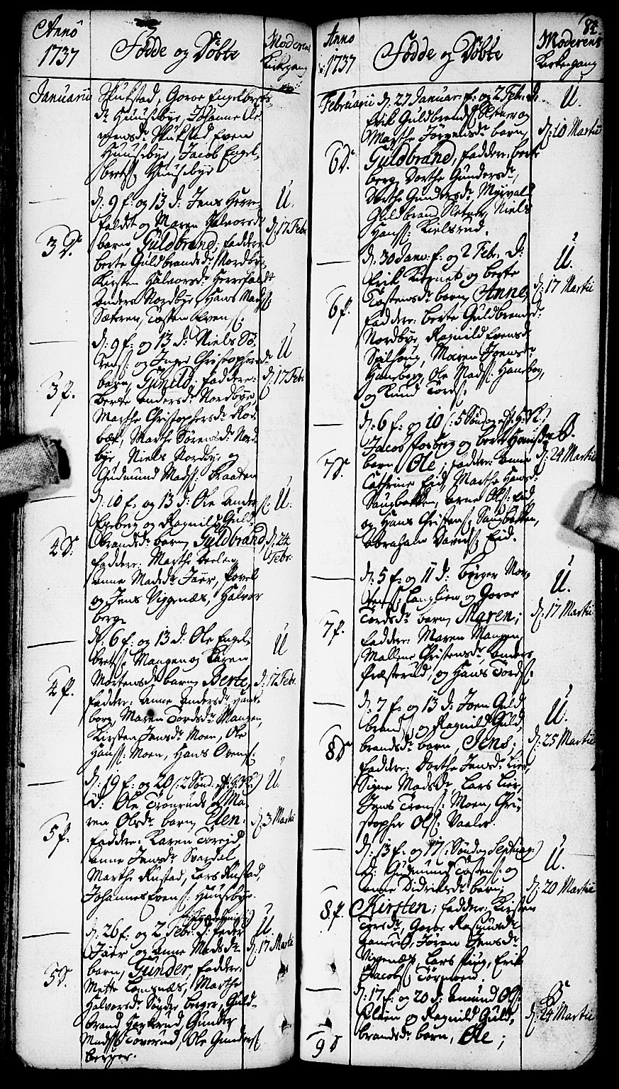 Aurskog prestekontor Kirkebøker, SAO/A-10304a/F/Fa/L0002: Parish register (official) no. I 2, 1735-1766, p. 84