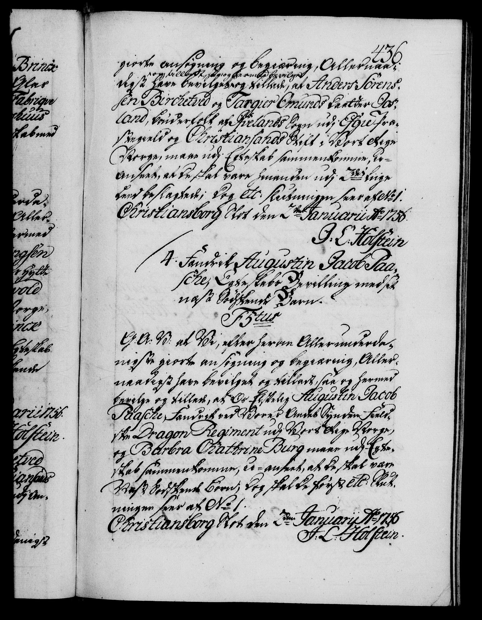 Danske Kanselli 1572-1799, AV/RA-EA-3023/F/Fc/Fca/Fcaa/L0039: Norske registre, 1755-1756, p. 436a