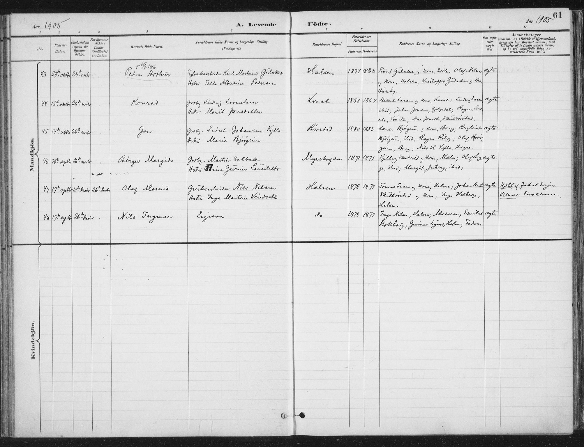 Ministerialprotokoller, klokkerbøker og fødselsregistre - Nord-Trøndelag, AV/SAT-A-1458/709/L0082: Parish register (official) no. 709A22, 1896-1916, p. 61