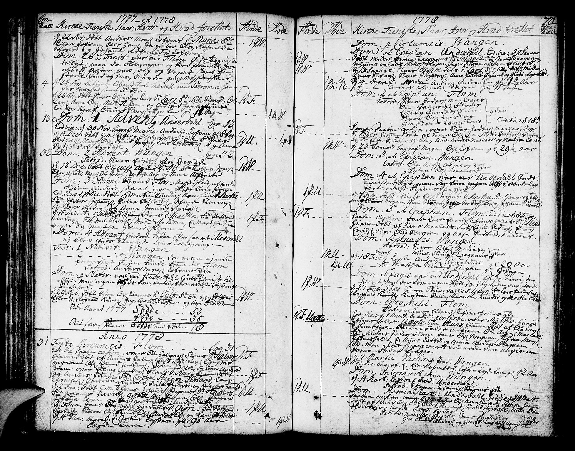 Aurland sokneprestembete, SAB/A-99937/H/Ha/Haa/L0004: Parish register (official) no. A 4, 1756-1801, p. 70