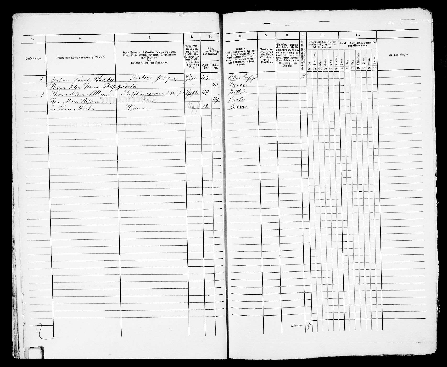 RA, 1865 census for Horten, 1865, p. 881