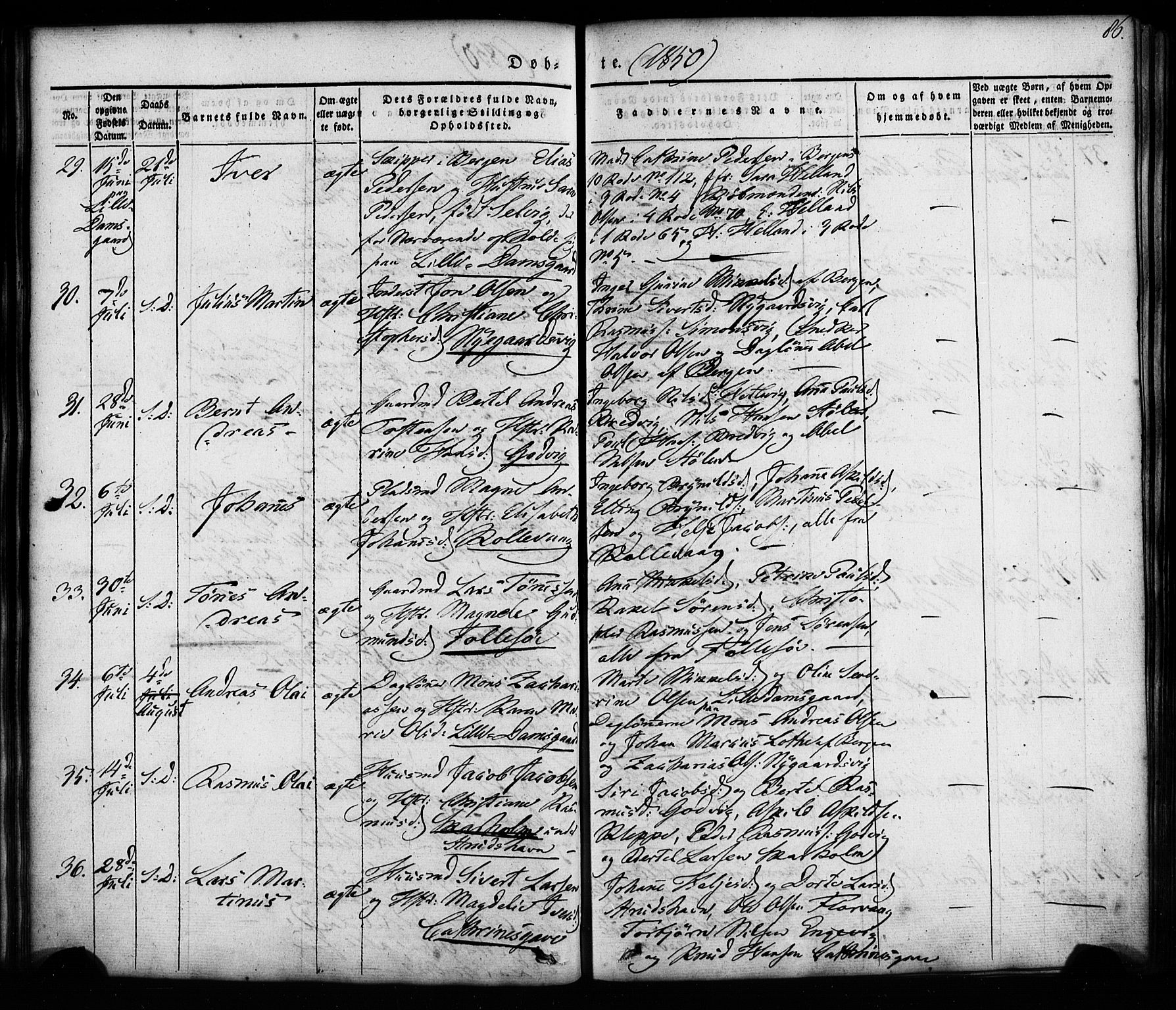 Askøy Sokneprestembete, AV/SAB-A-74101/H/Ha/Haa/Haaa/L0005: Parish register (official) no. A 5, 1836-1852, p. 86