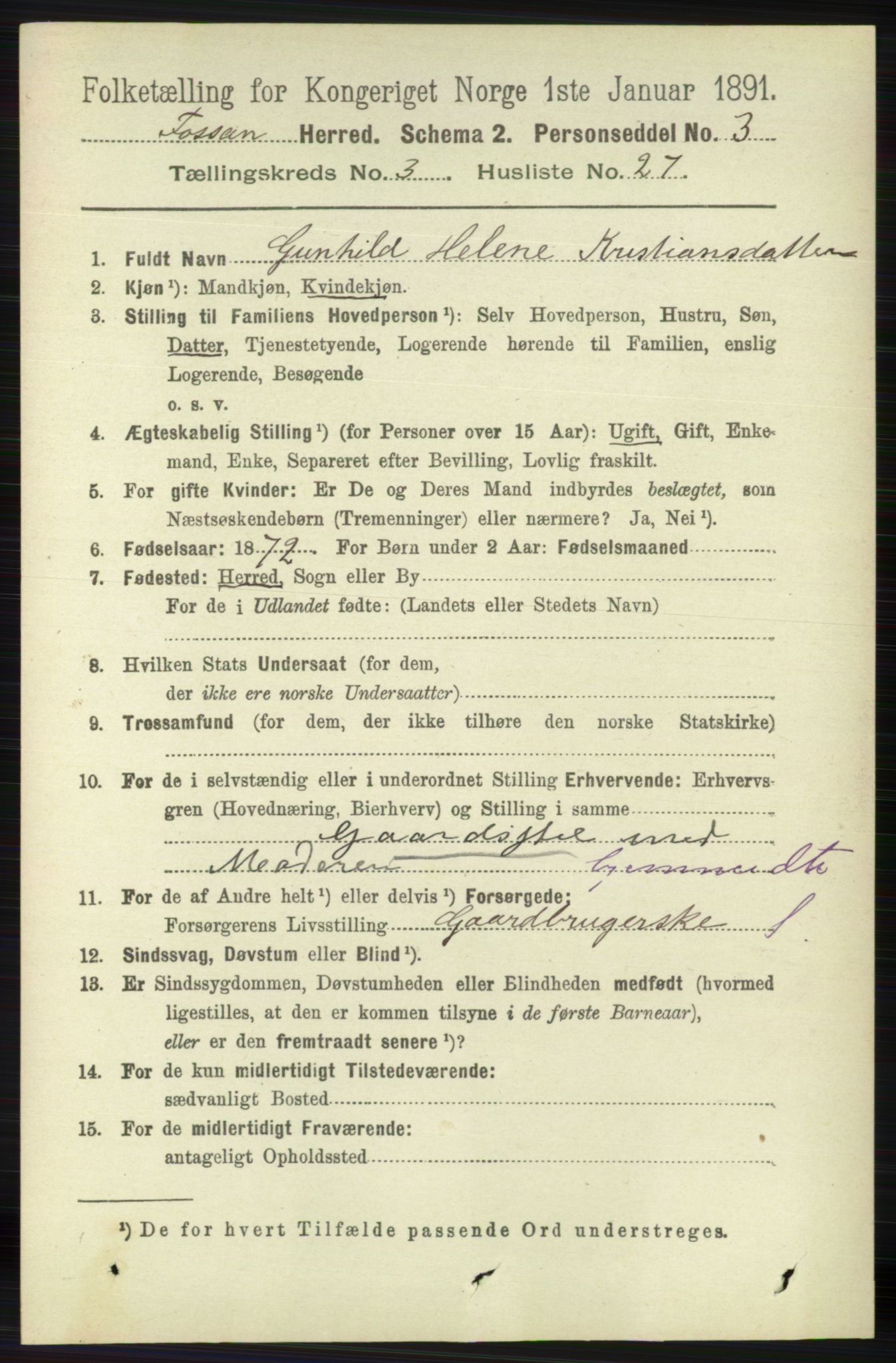 RA, 1891 census for 1129 Forsand, 1891, p. 491