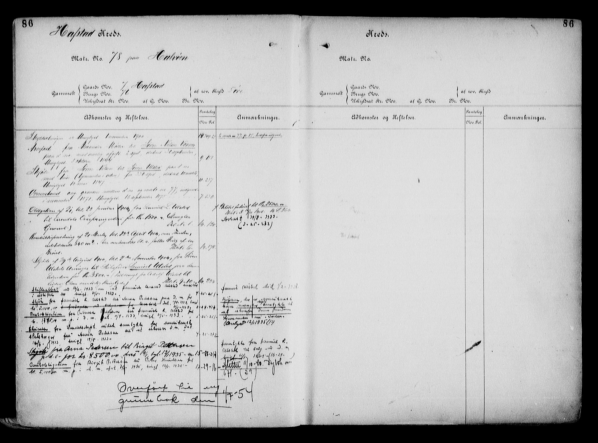 Arendal byfogd, AV/SAK-1222-0001/G/Ga/L0015: Mortgage register no. 13, 1860-1960, p. 86